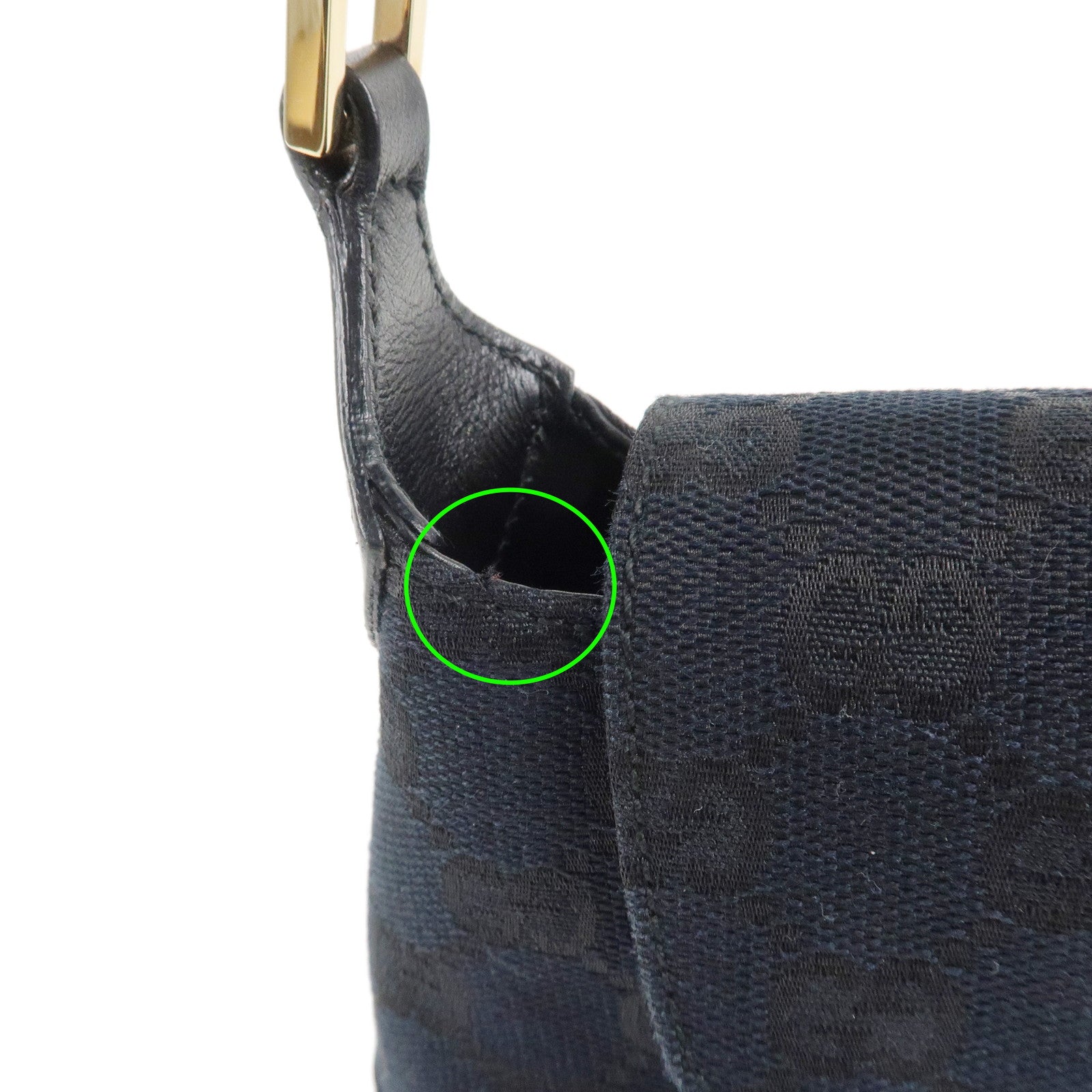 GUCCI Bamboo GG Canvas Leather Mini Hand Bag Black 005.0811 Used