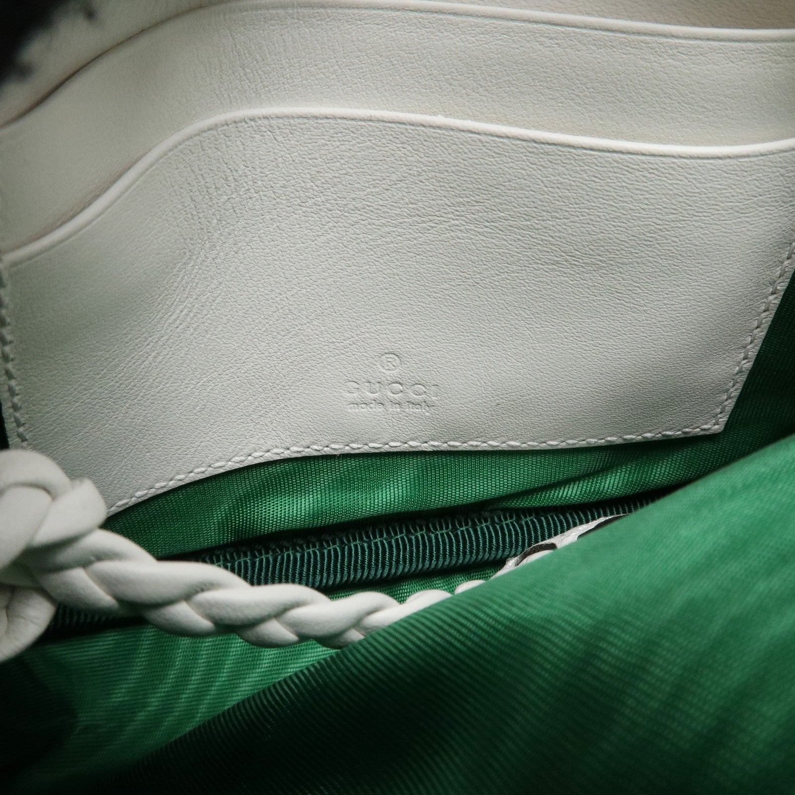 GUCCI Horsebit Laminate Canvas Leather Shoulder Bag Ivory 534951 Used