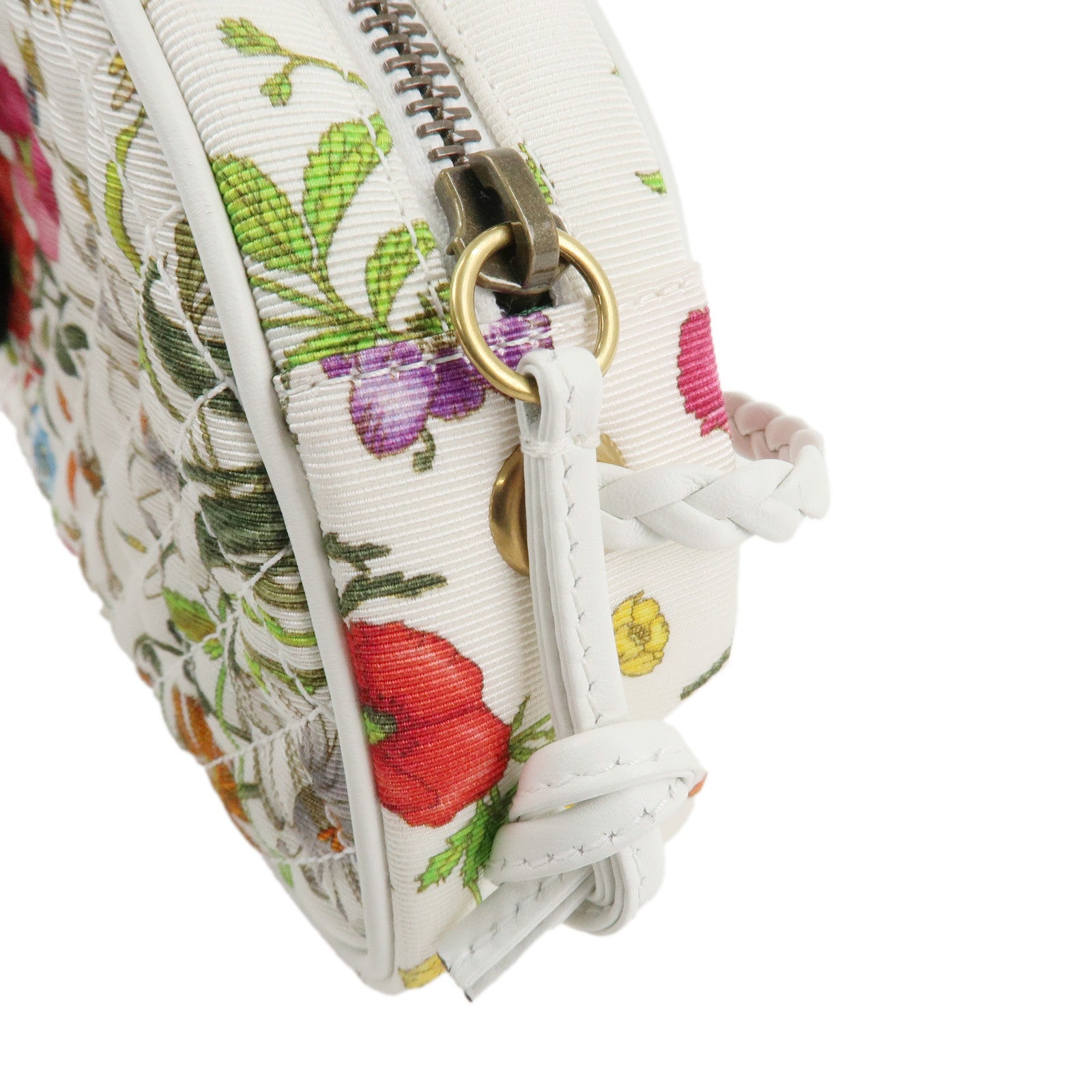 GUCCI Horsebit Laminate Canvas Leather Shoulder Bag Ivory 534951 Used