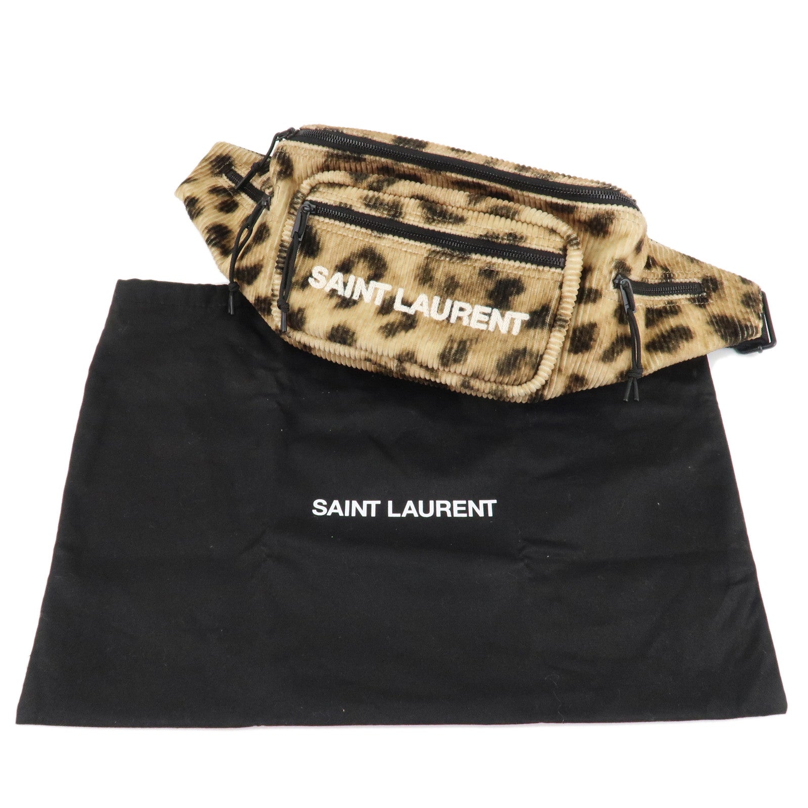 Saint Laurent Paris Cotton Nylon NUXX Body Bag Leopard 581375 Used