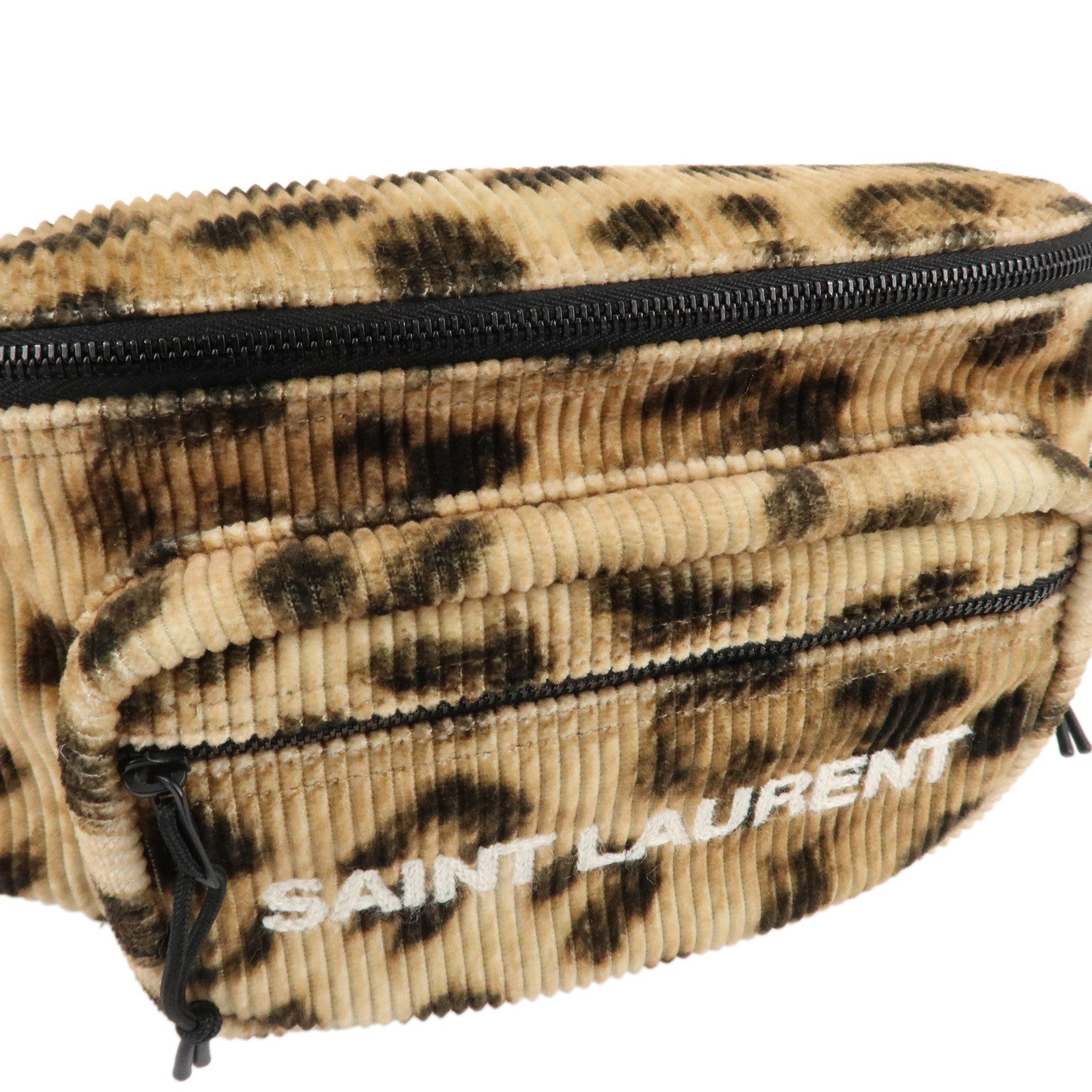 Saint Laurent Paris Cotton Nylon NUXX Body Bag Leopard 581375 Used