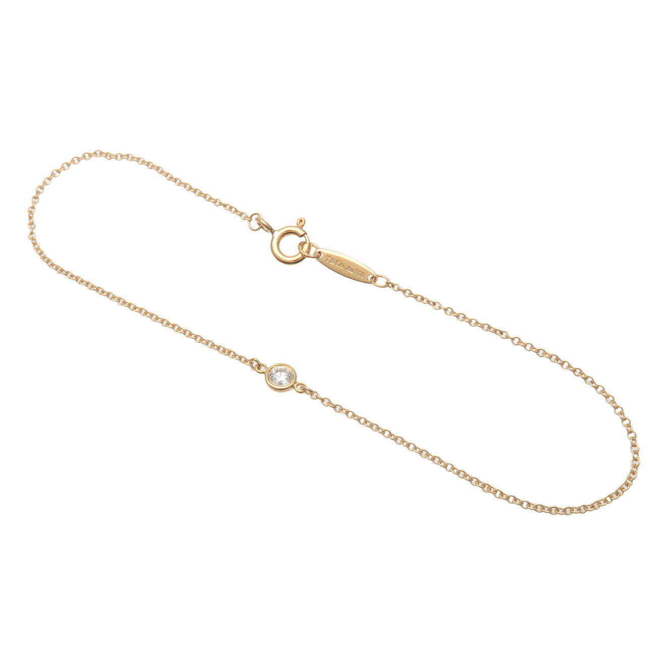 Tiffany&Co.-By-the-Yard-1P-Diamond-Bracelet-0.08ct-K18-Yellow-Gold