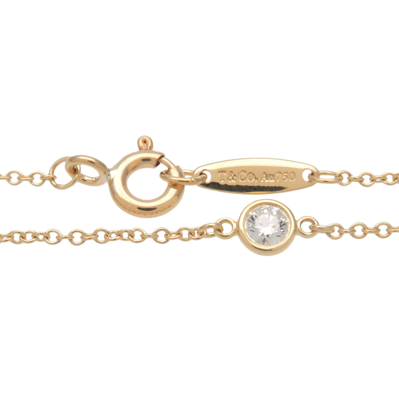 Tiffany&Co. By the Yard 1P Diamond Bracelet 0.08ct K18 Yellow Gold Used