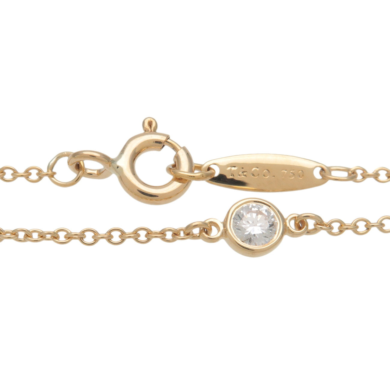 Tiffany&Co. By the Yard 1P Diamond Bracelet 0.08ct K18 Yellow Gold Used