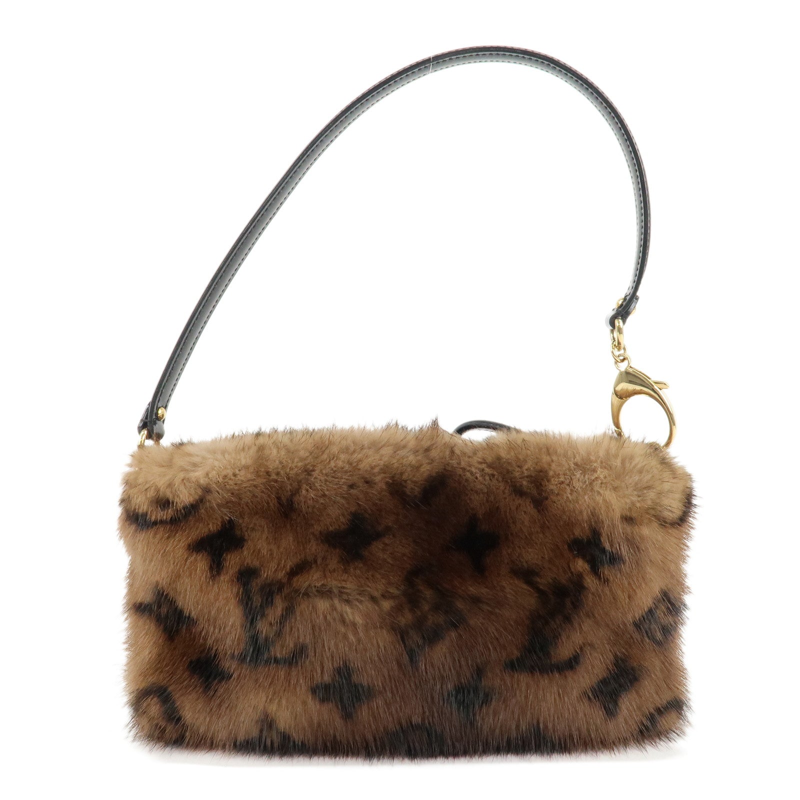 Louis Vuitton Monogram Mink Pochette Mila MM Brown Black M60182 Used