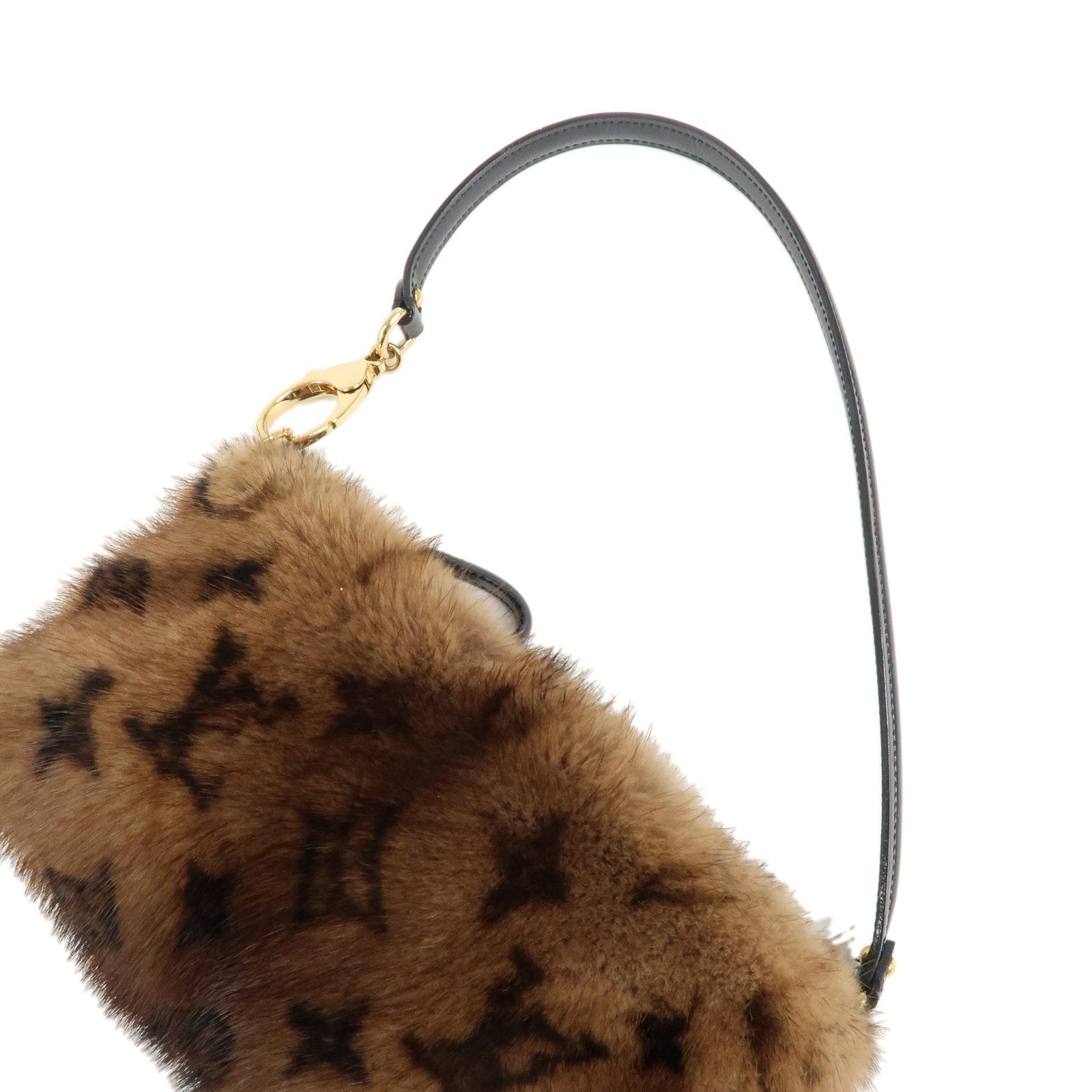 Louis Vuitton Monogram Mink Pochette Mila MM Brown Black M60182 Used