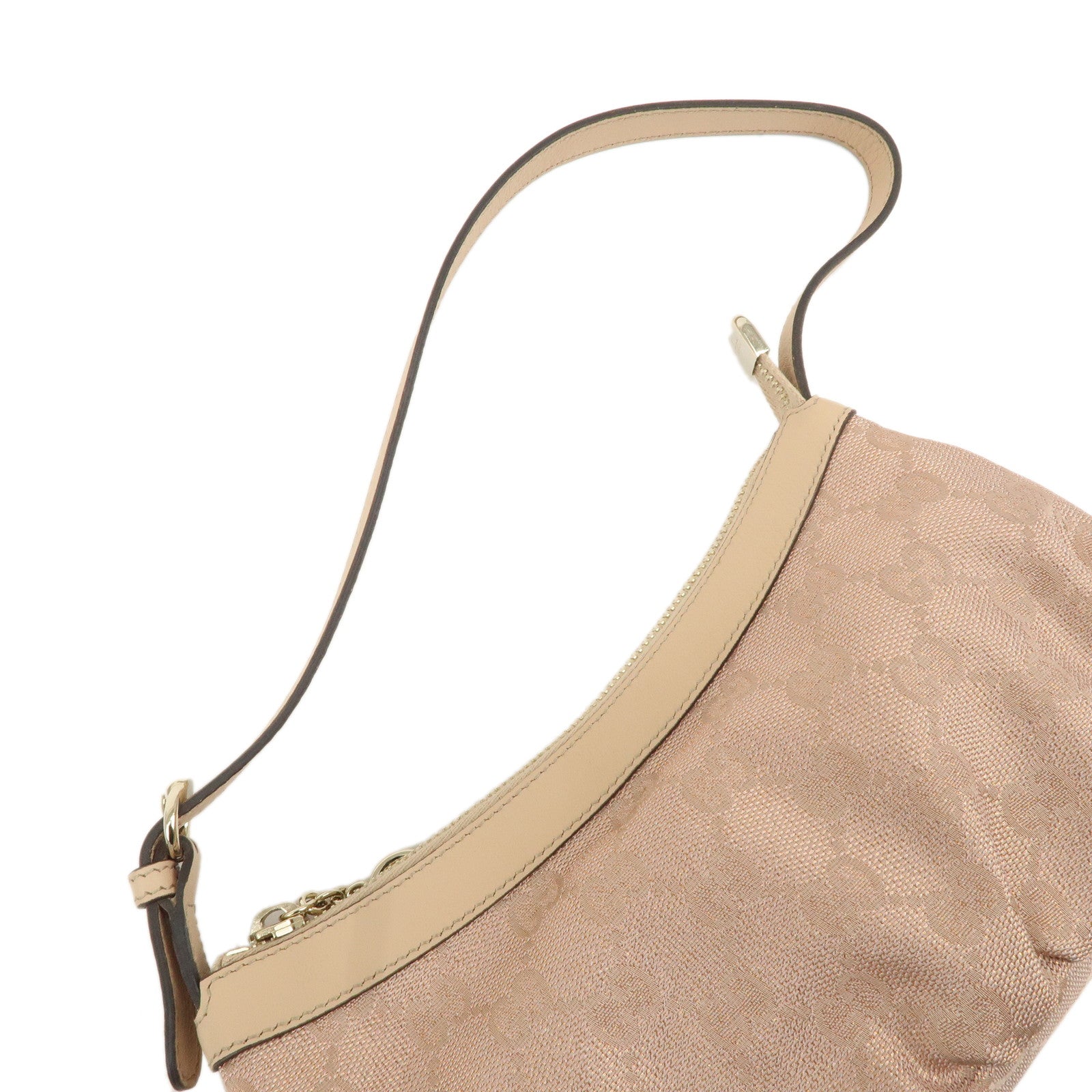 GUCCI Lovely Heart GG Canvas Leather Hand Bag Pink Beige 245938 Used