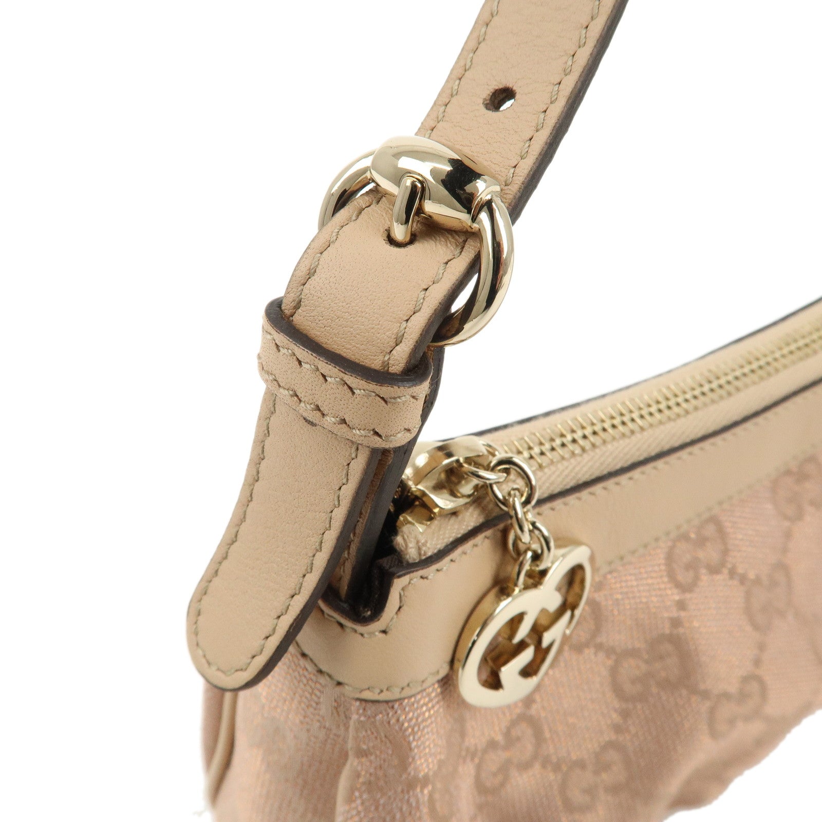 GUCCI Lovely Heart GG Canvas Leather Hand Bag Pink Beige 245938 Used