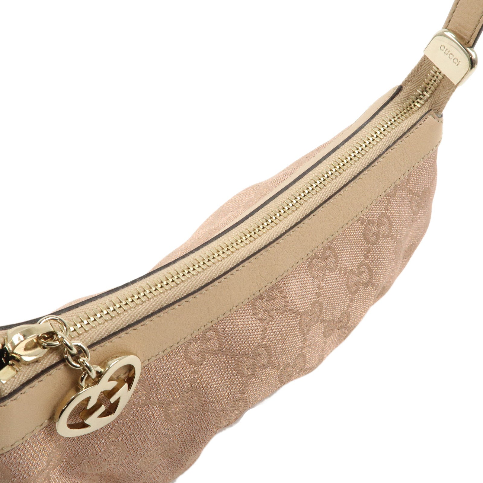 GUCCI Lovely Heart GG Canvas Leather Hand Bag Pink Beige 245938 Used