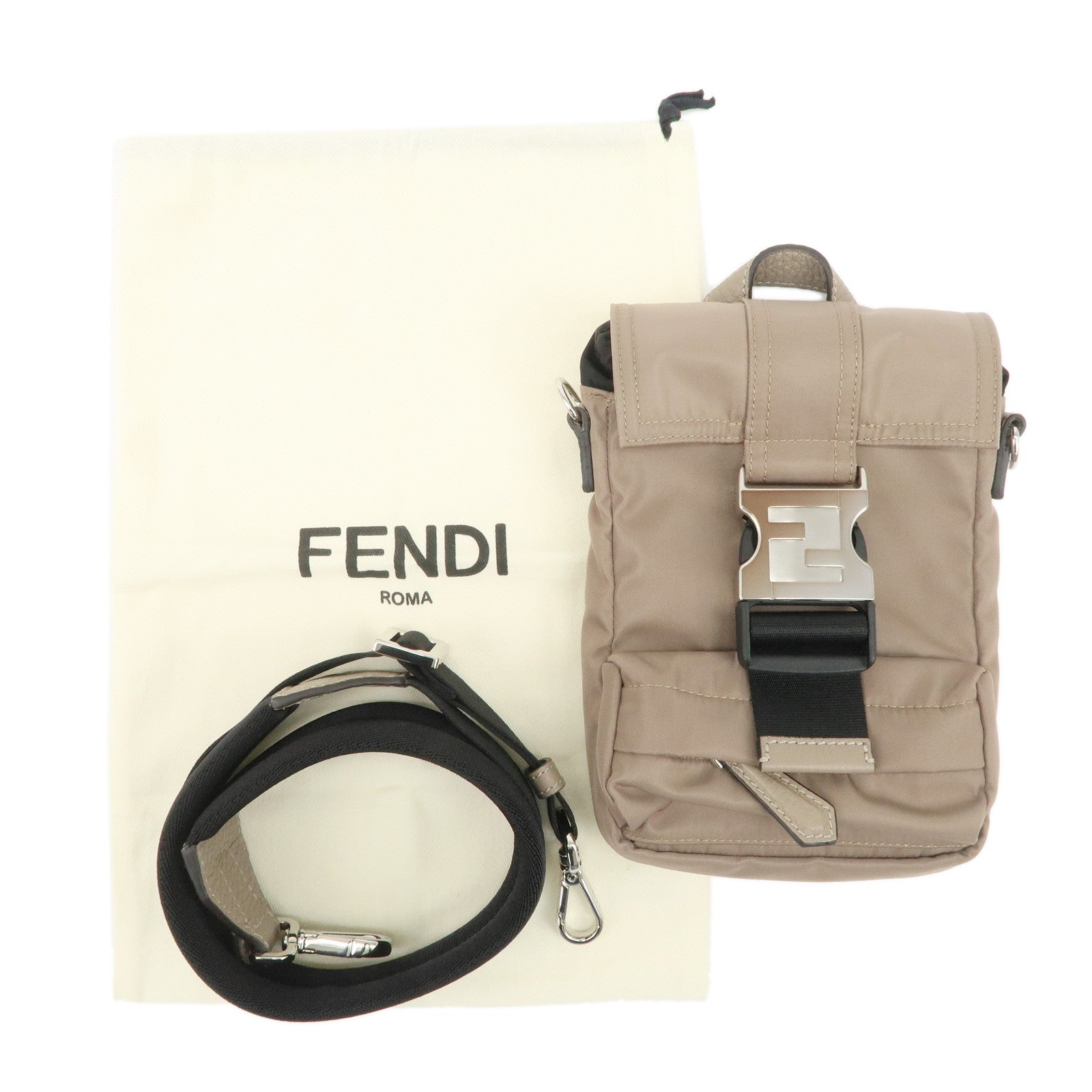 FENDI Nylon Leather FENDINESS MINI Mini Shoulder Pouch 7VZ068 Used
