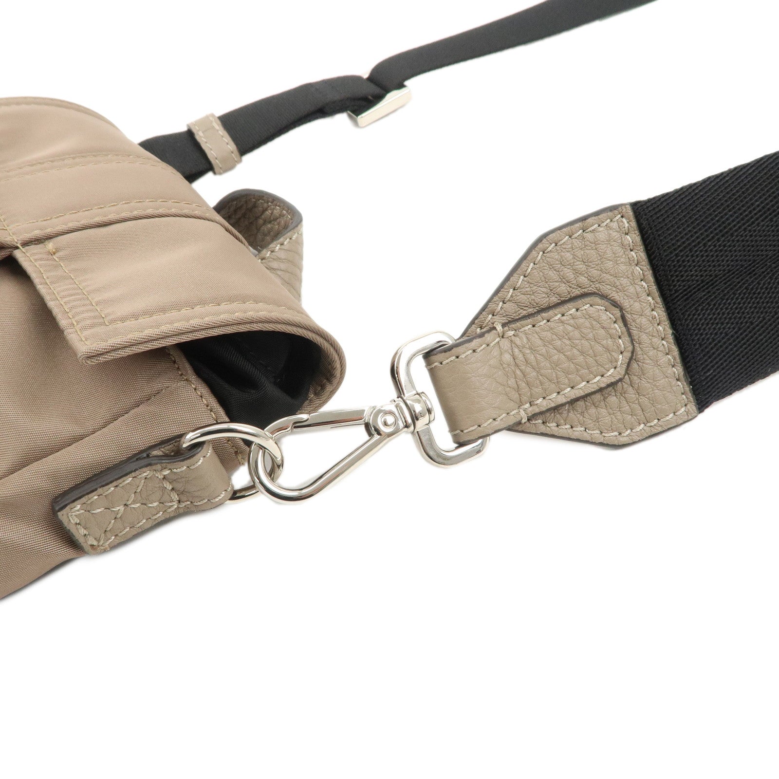 FENDI Nylon Leather FENDINESS MINI Mini Shoulder Pouch 7VZ068 Used