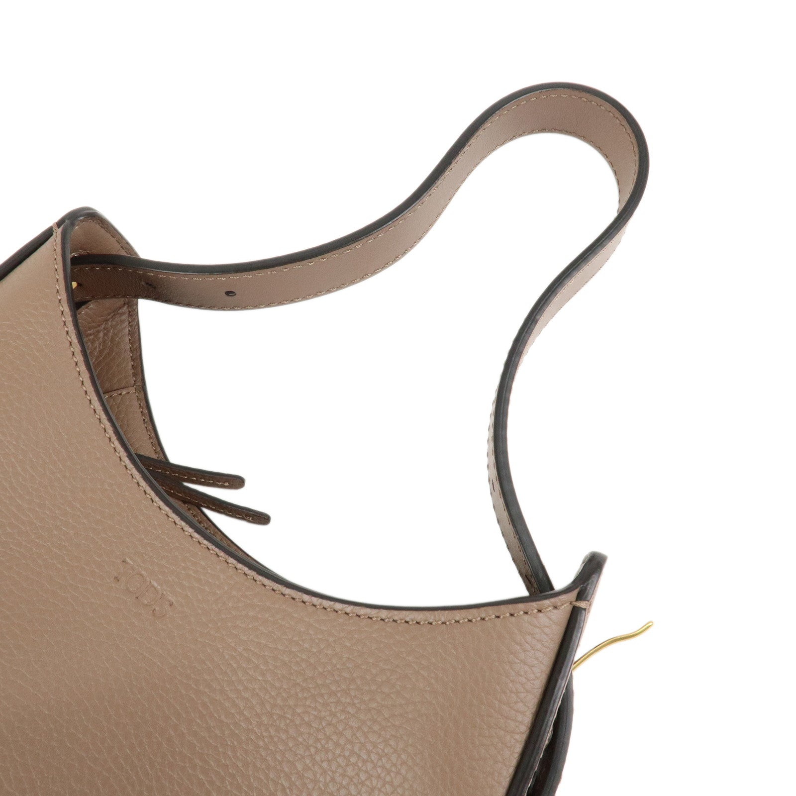 TOD'S T Timeless Leather Oboe Shoulder Bag Hand Bag Brown Used