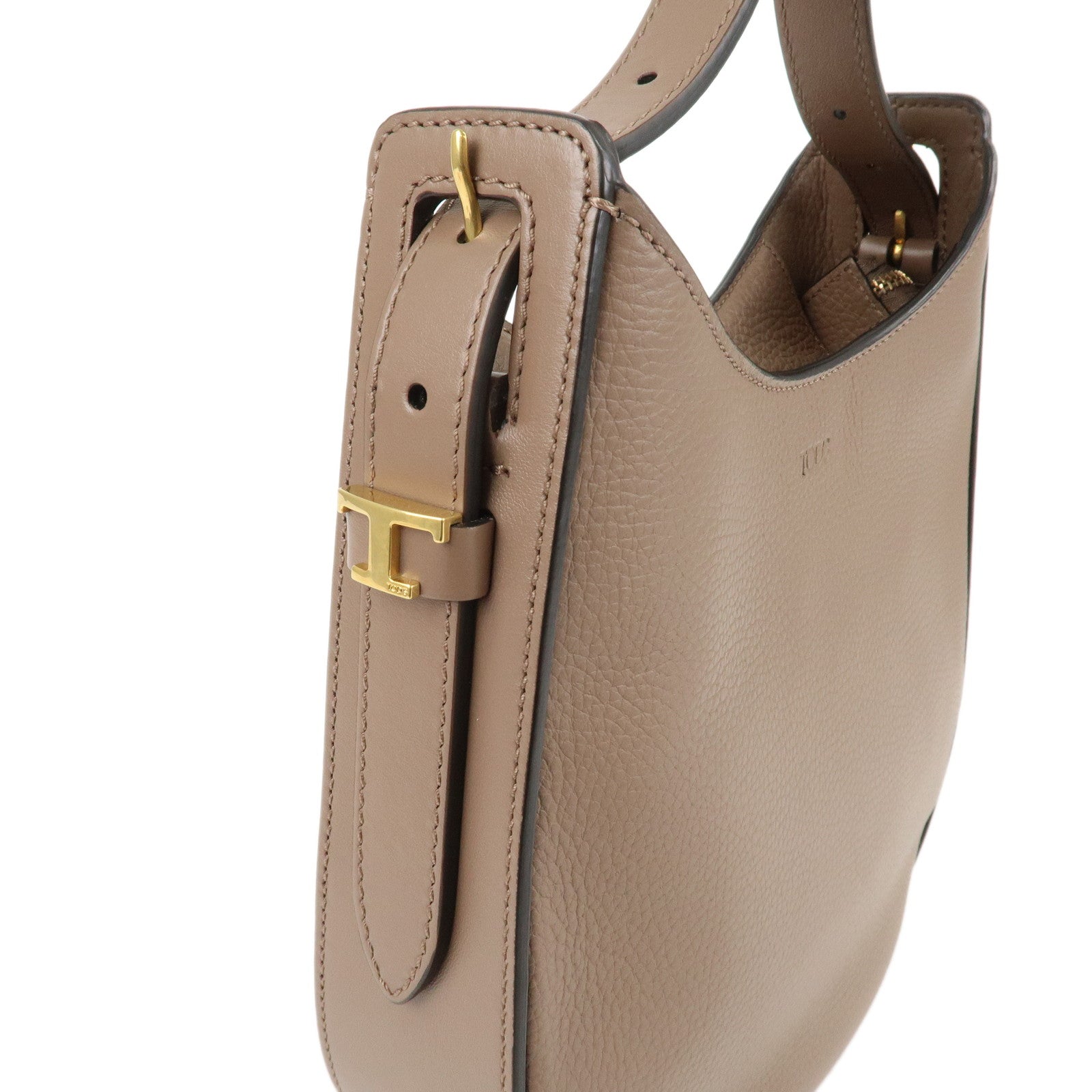TOD'S T Timeless Leather Oboe Shoulder Bag Hand Bag Brown Used