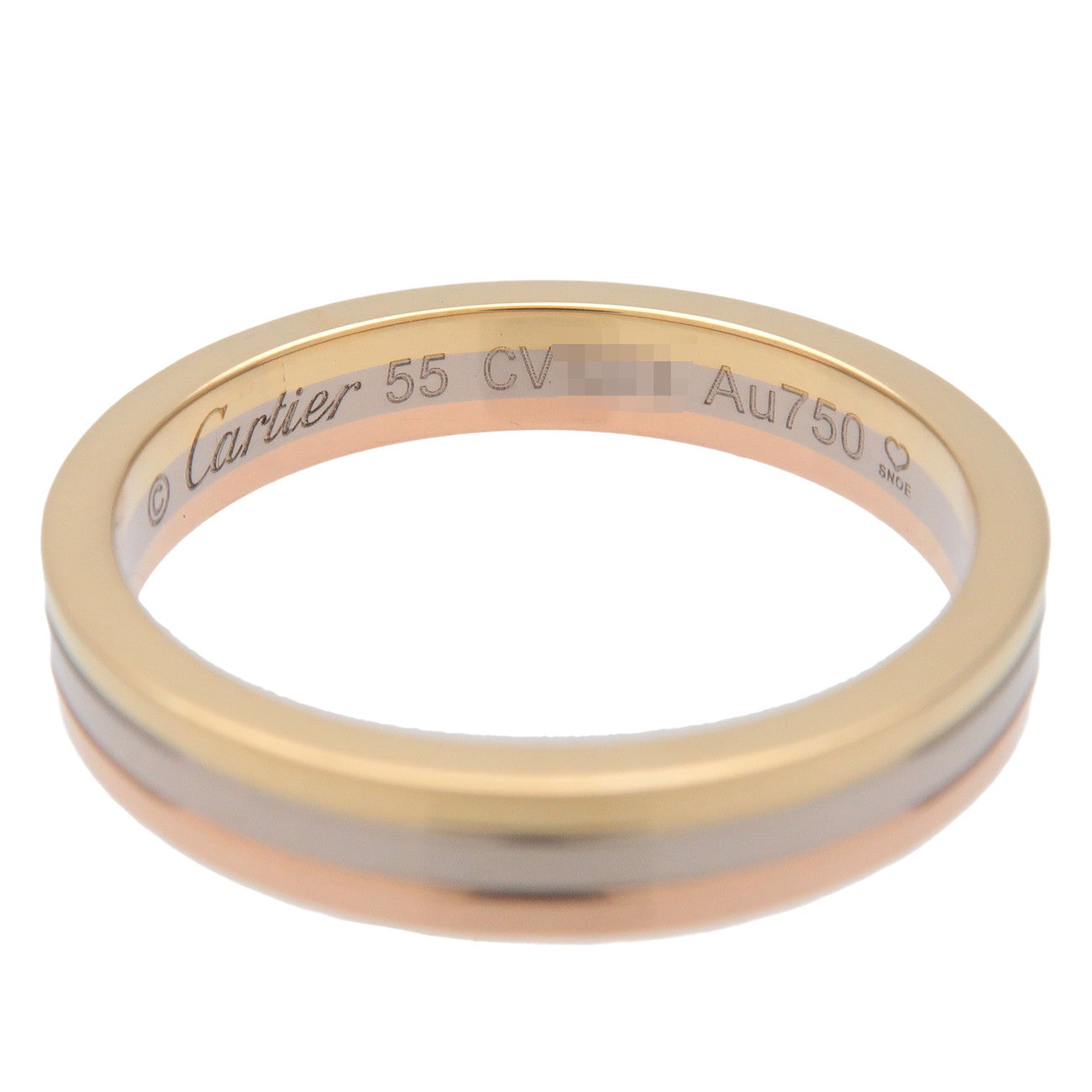 Cartier Vandome Three Color Ring K18 750YG/WG/PG #57 US7-7.5 Used