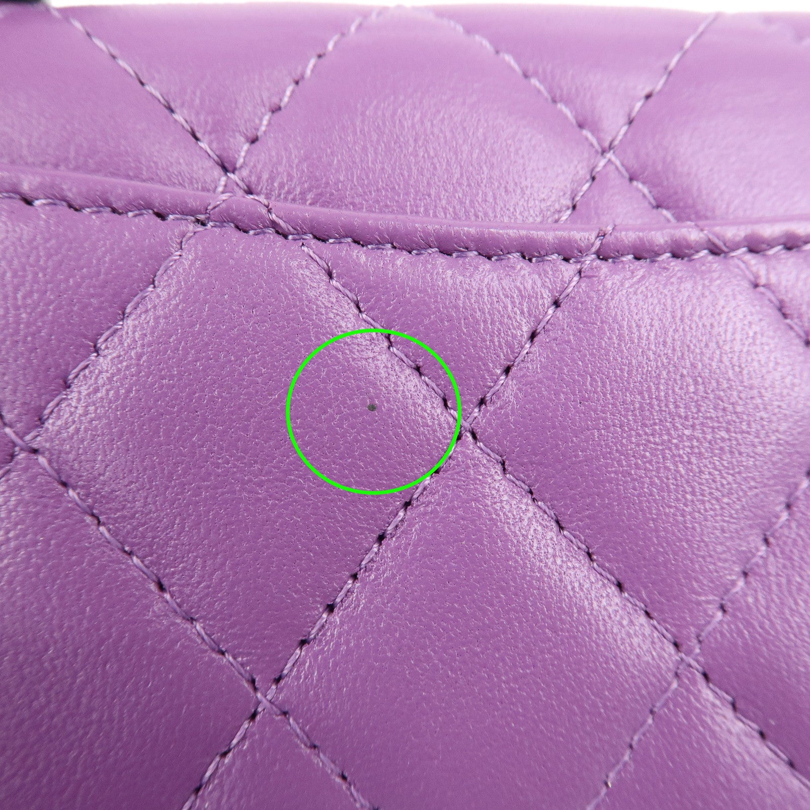 CHANEL Matelasse Lamb Skin Card Case Purple AP0214 Used