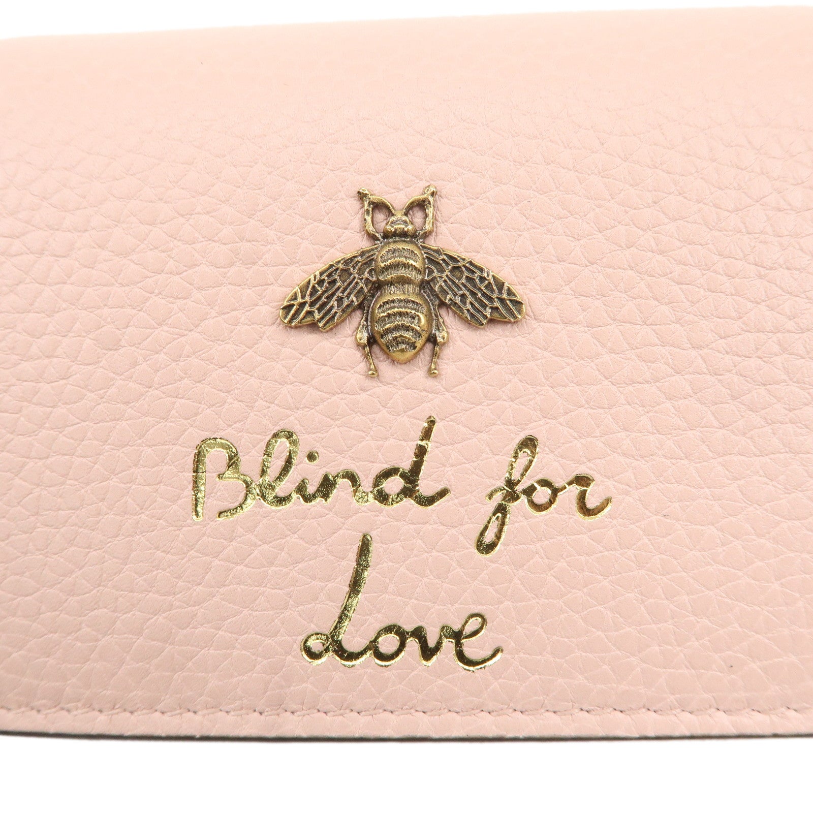 GUCCI Gucci Animalier Leather Bi-fold Wallet Bee Pink 460185 Used