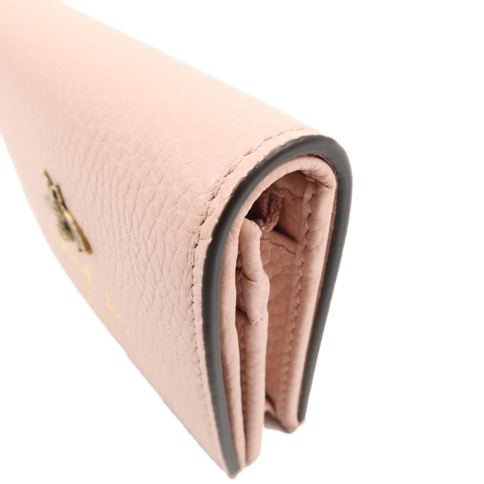 GUCCI Gucci Animalier Leather Bi-fold Wallet Bee Pink 460185 Used