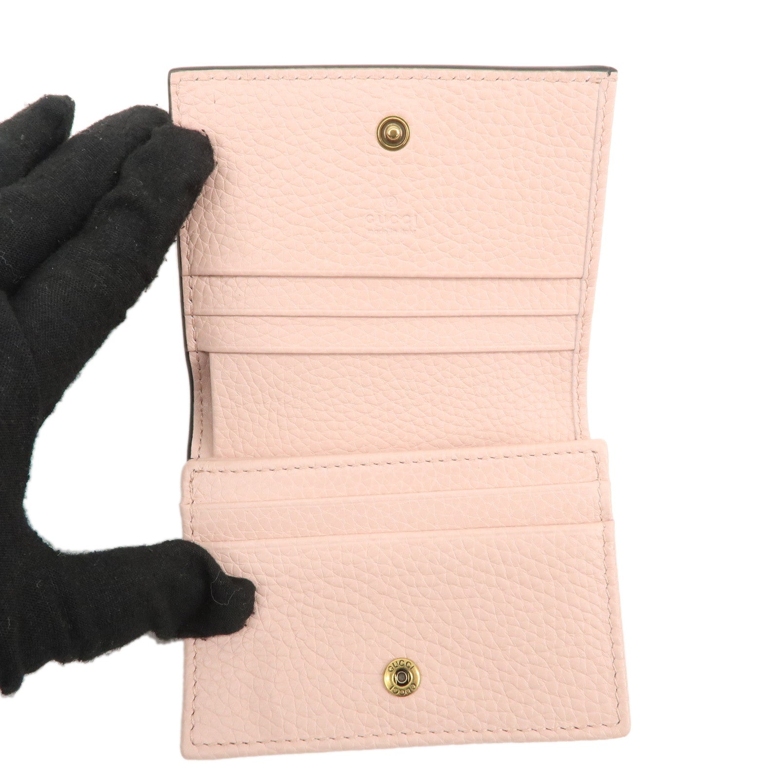 GUCCI Gucci Animalier Leather Bi-fold Wallet Bee Pink 460185 Used