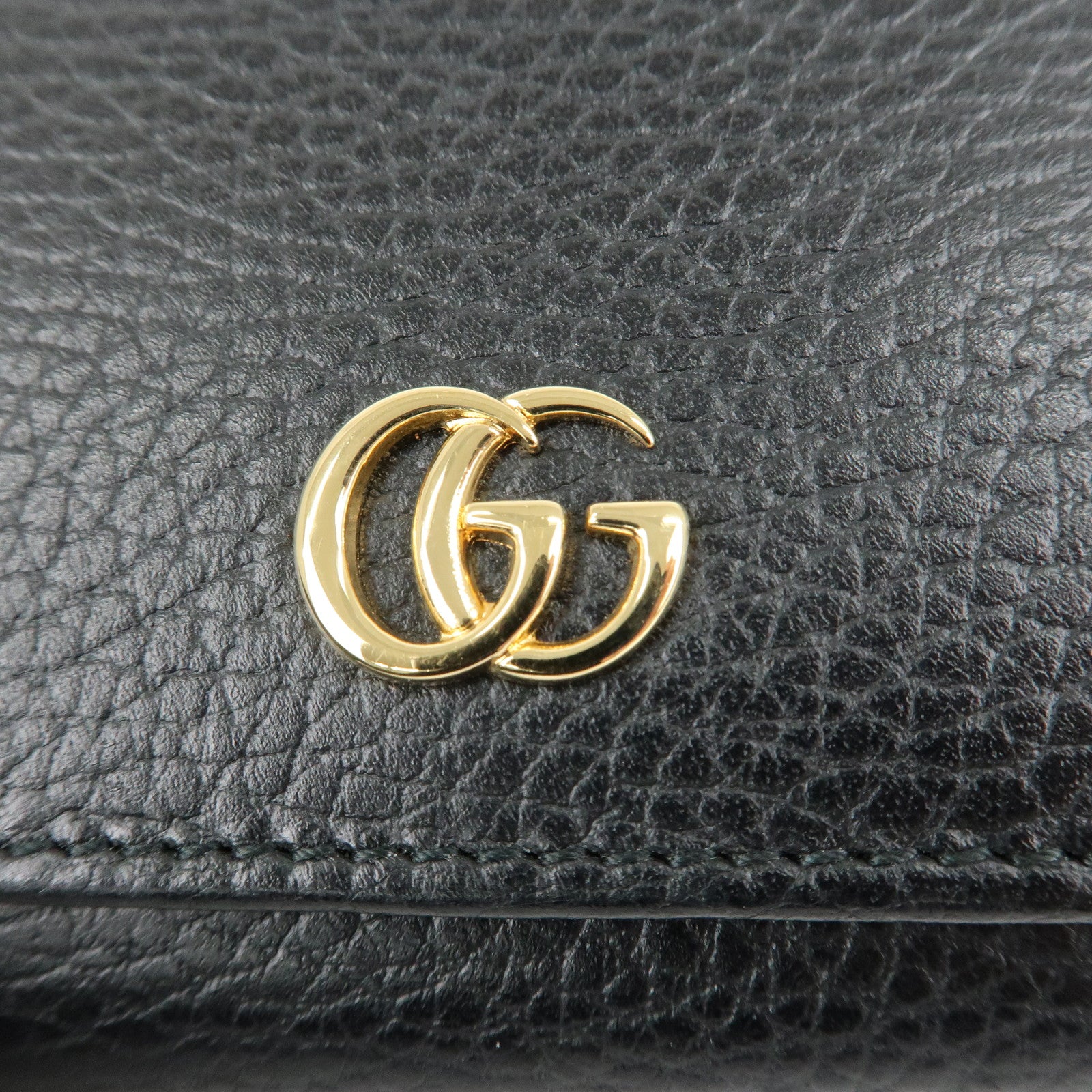 GUCCI GG Marmont Leather Tri-fold Compact Wallet Black 474746 Used