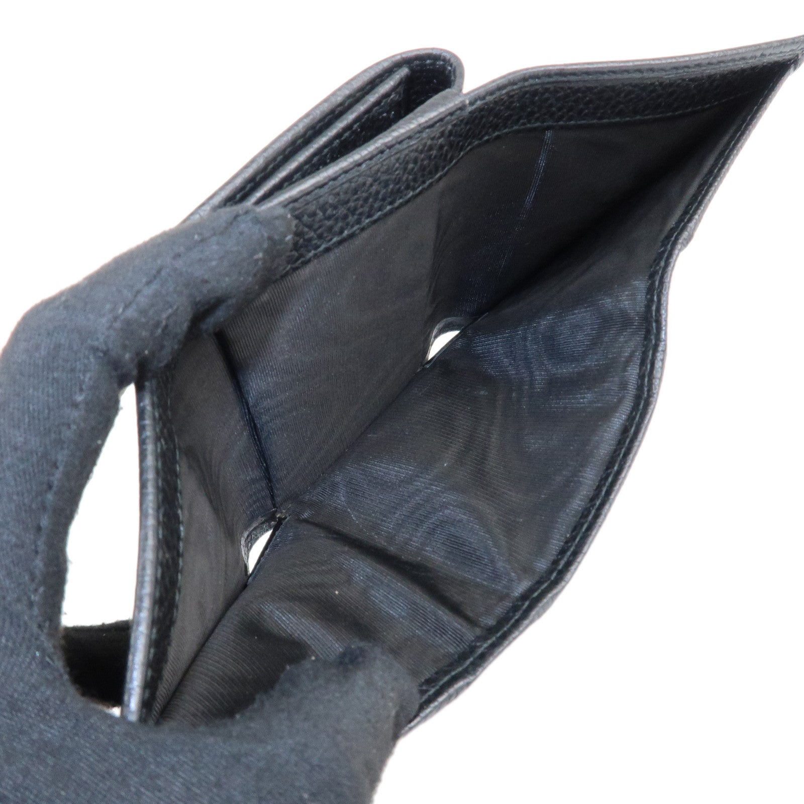 GUCCI GG Marmont Leather Tri-fold Compact Wallet Black 474746 Used