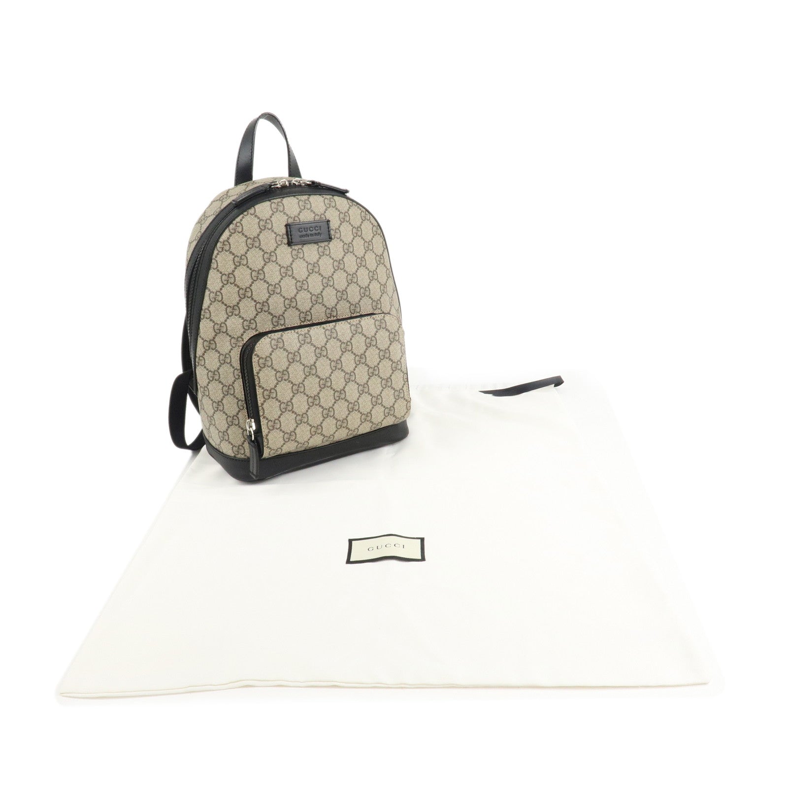 GUCCI GG Supreme Leather Back Pack Beige Black 429020 Used