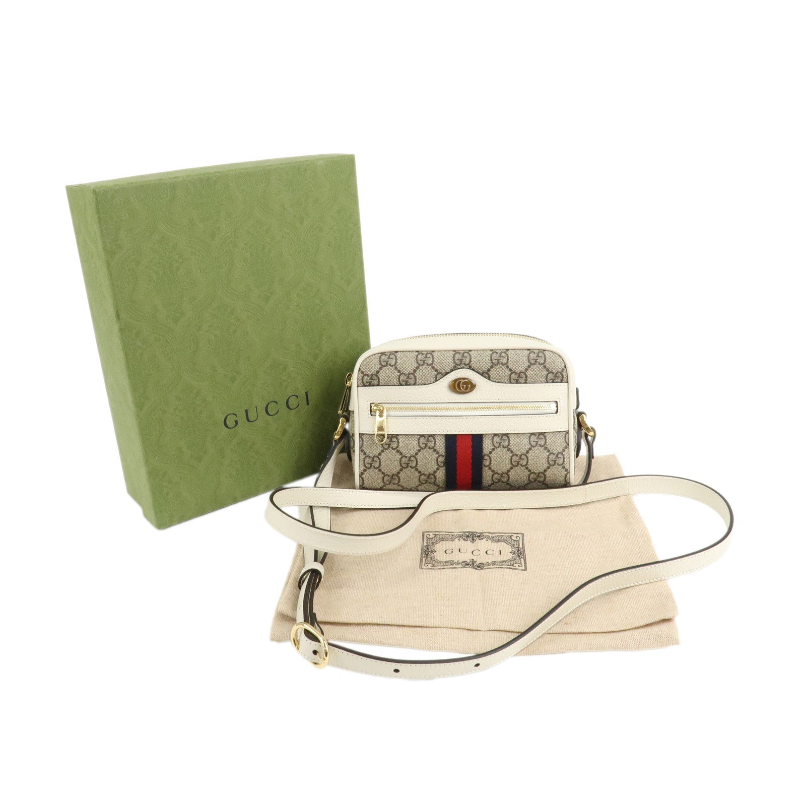 GUCCI Ophidia Sherry GG Supreme Leather Shoulder Bag 517350 Used