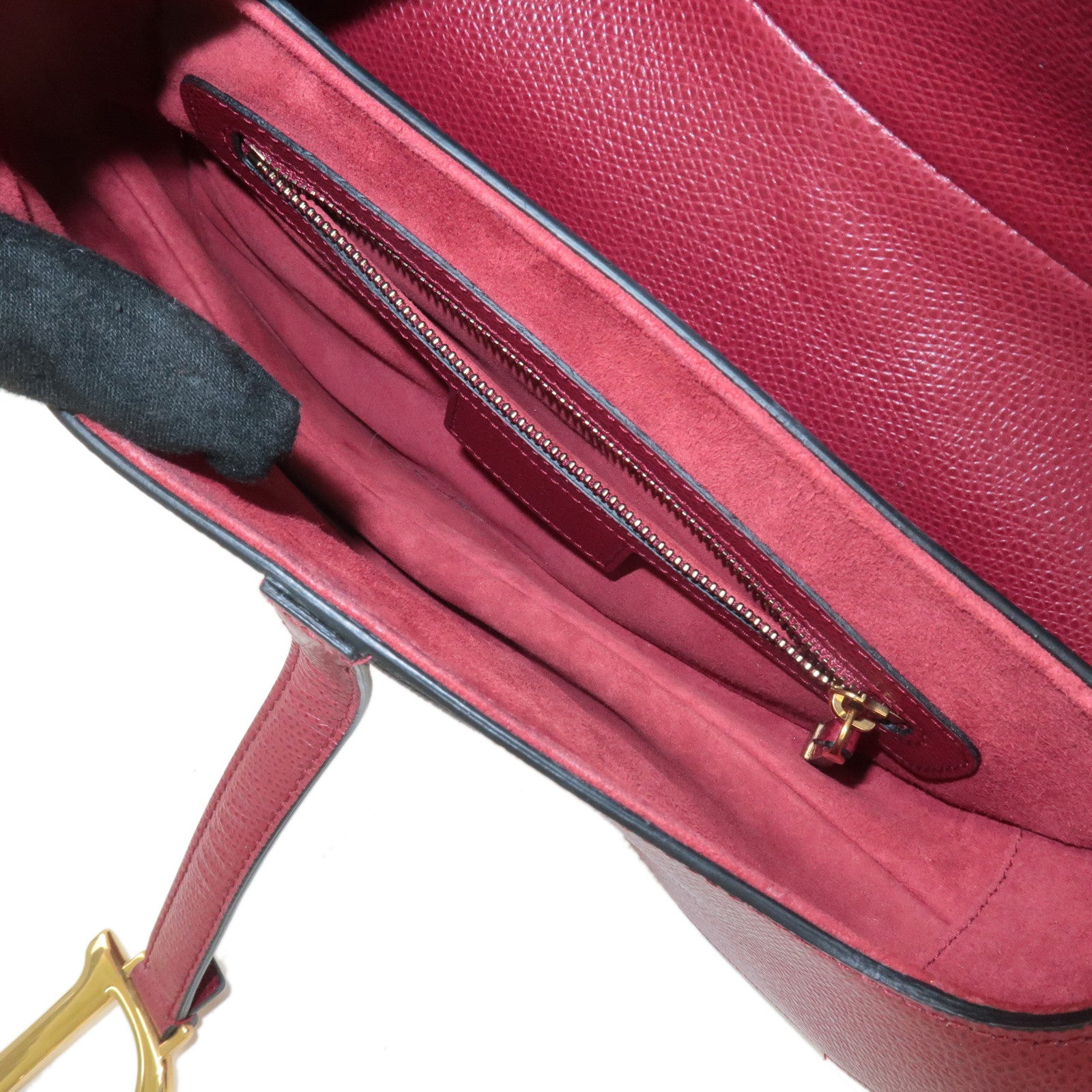 Christian Dior Saddle Bag Leather Hand Bag Shoulder Bag Red