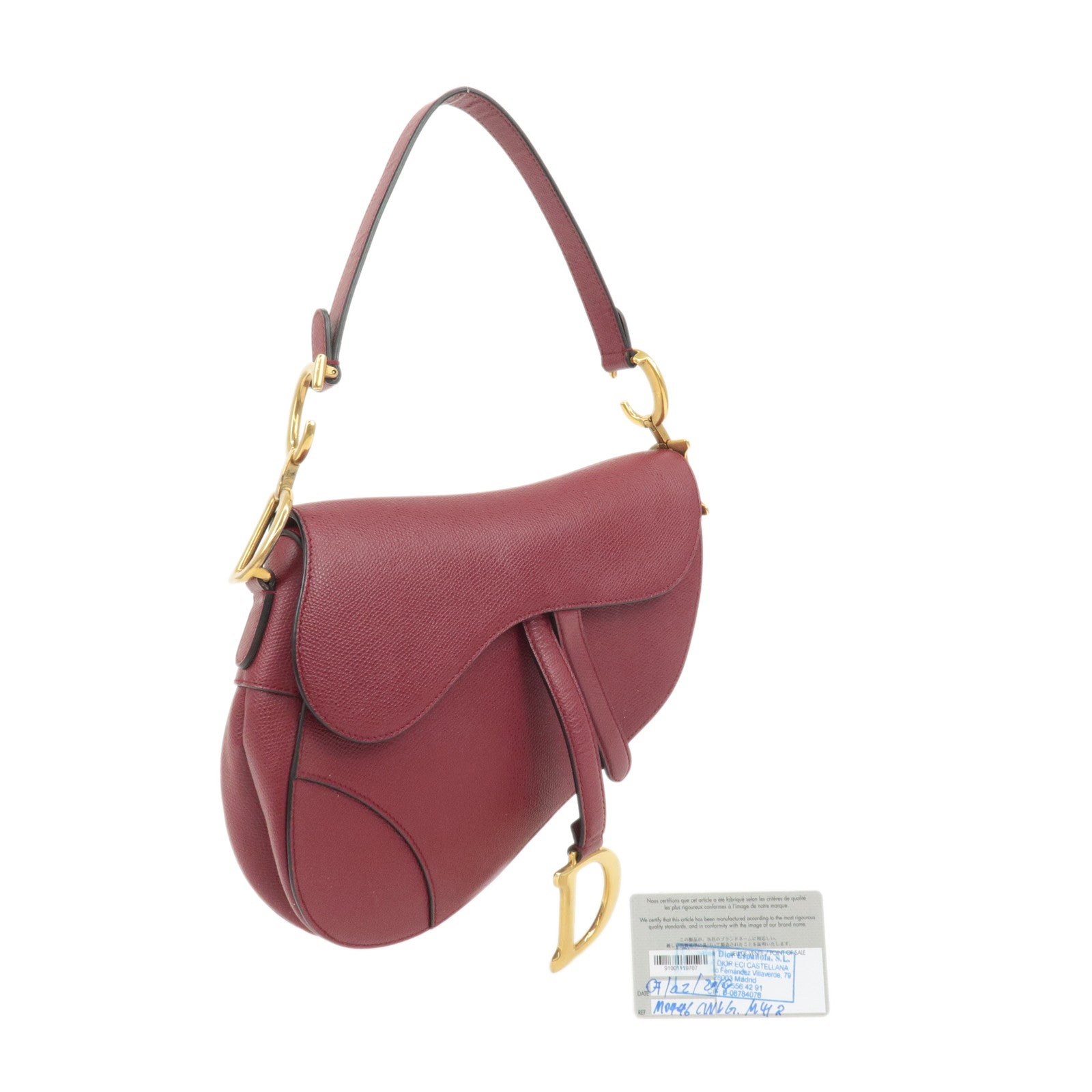 Christian Dior Saddle Bag Leather Hand Bag Shoulder Bag Red