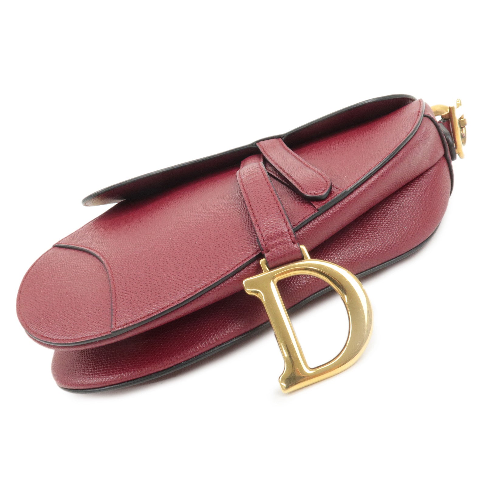 Christian Dior Saddle Bag Leather Hand Bag Shoulder Bag Red