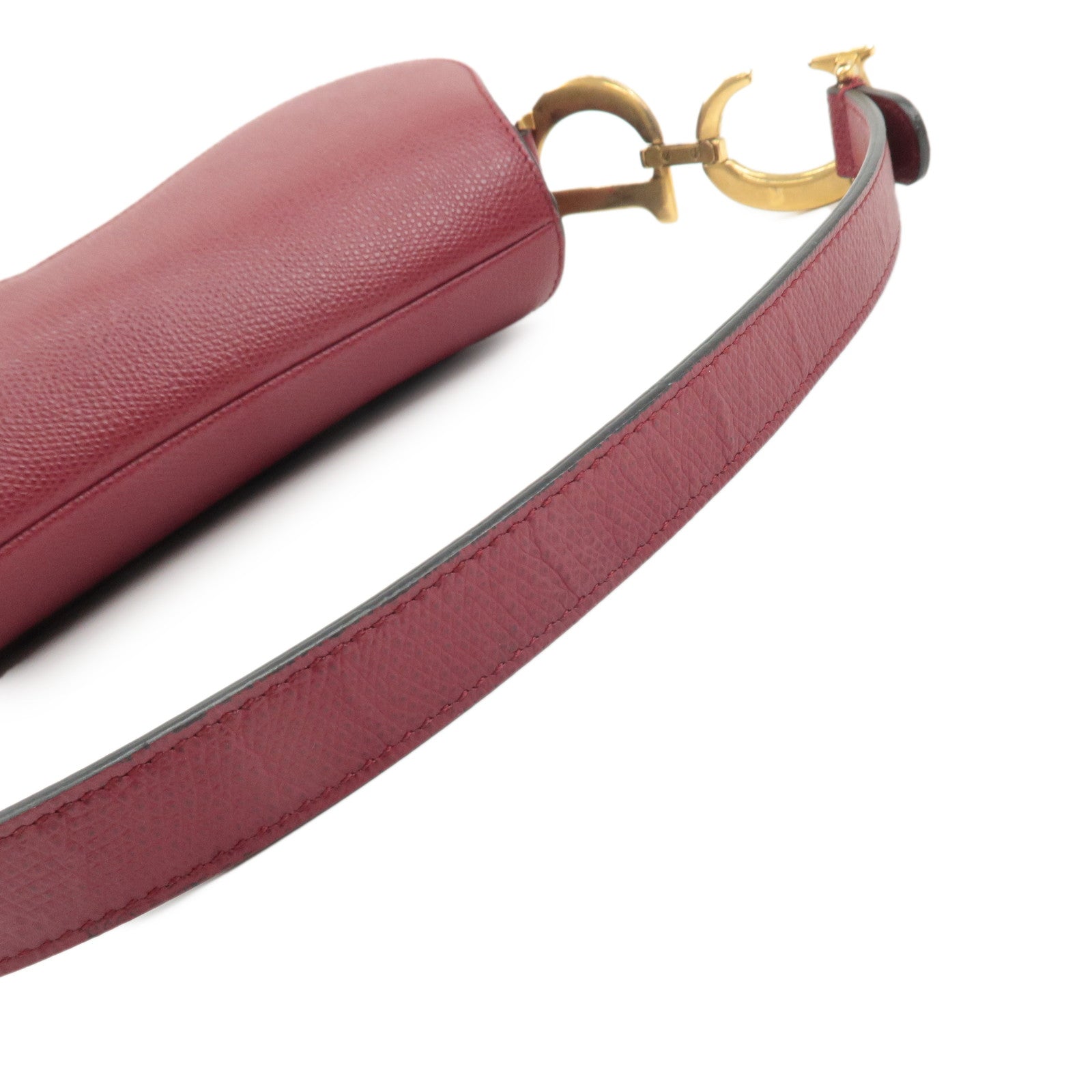 Christian Dior Saddle Bag Leather Hand Bag Shoulder Bag Red