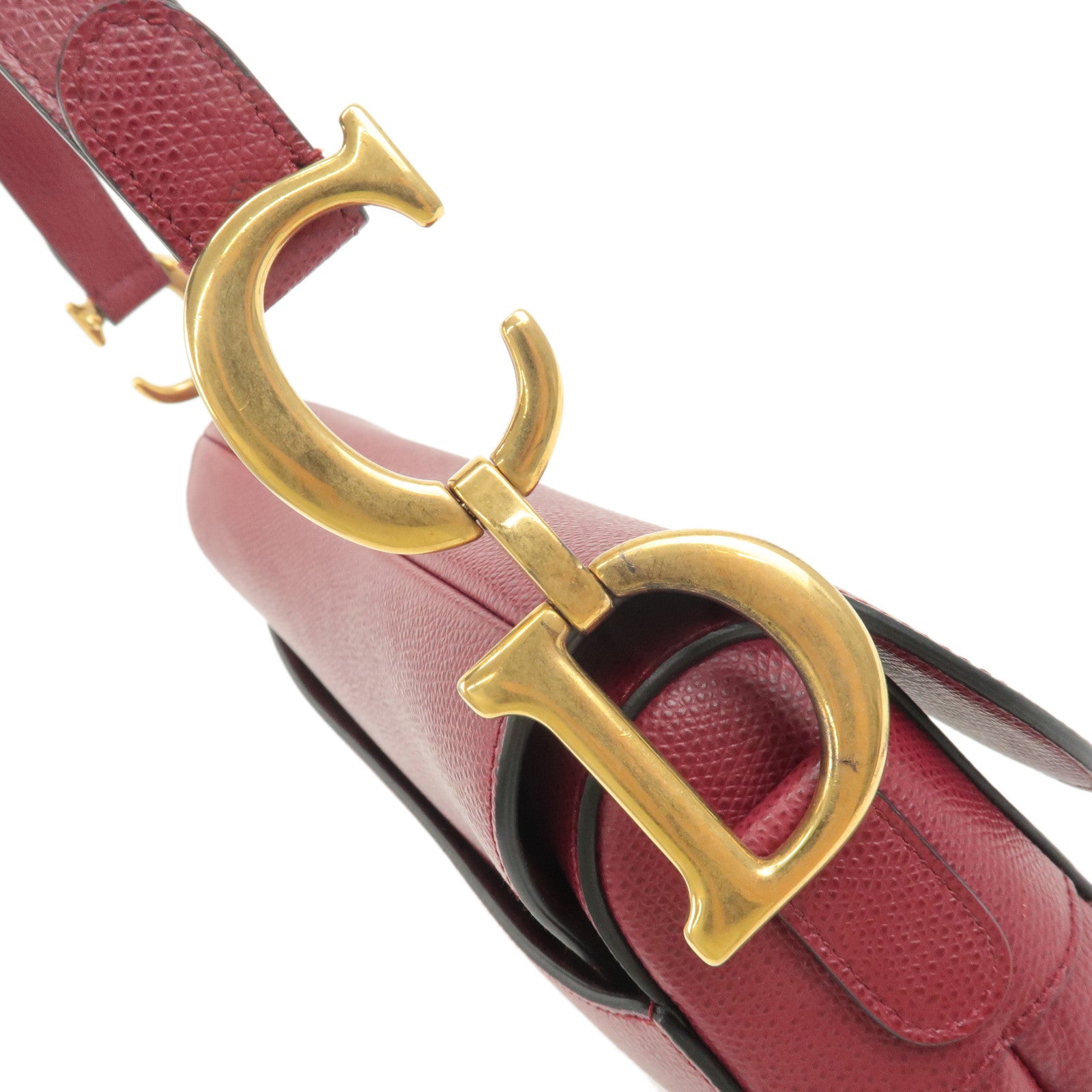 Christian Dior Saddle Bag Leather Hand Bag Shoulder Bag Red