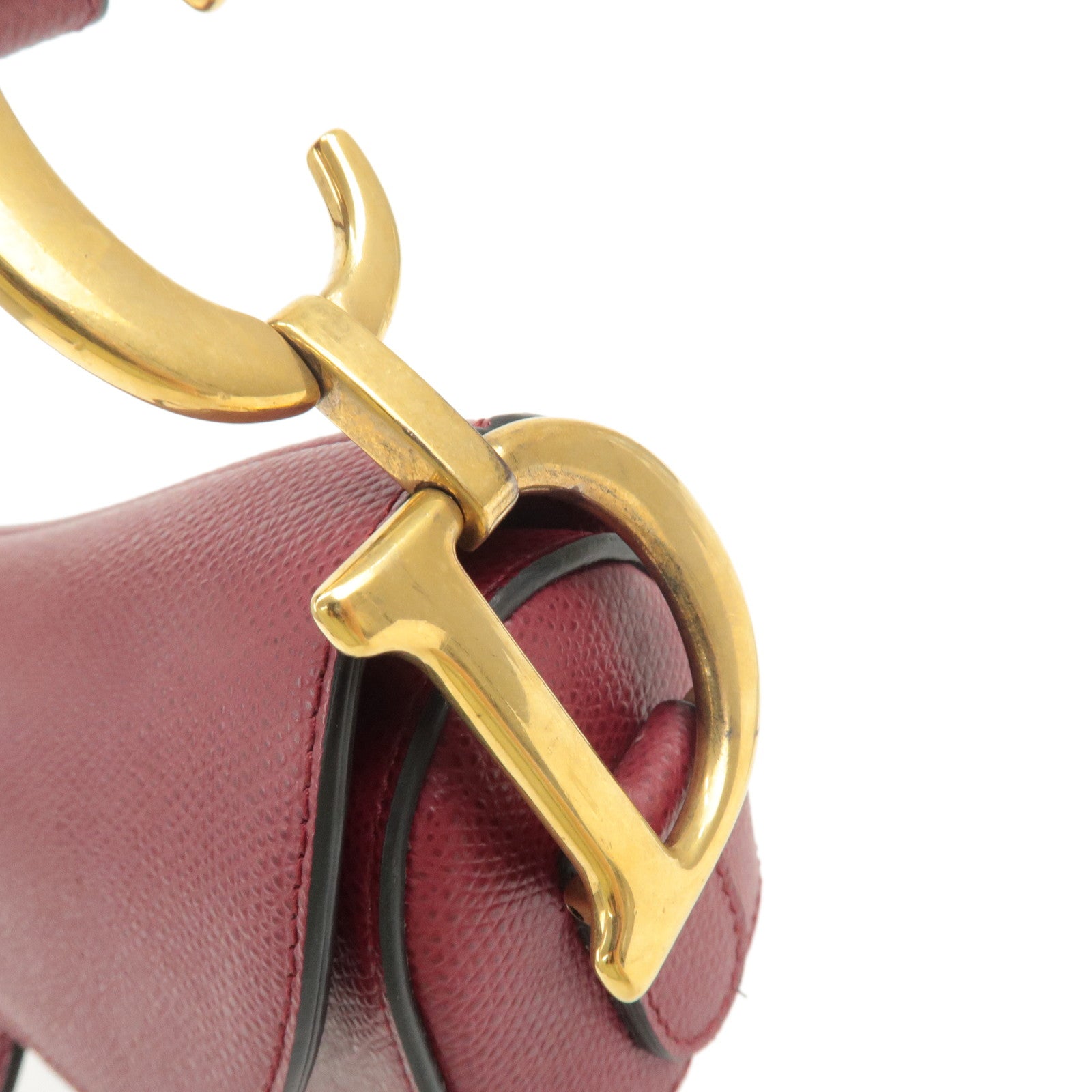 Christian Dior Saddle Bag Leather Hand Bag Shoulder Bag Red