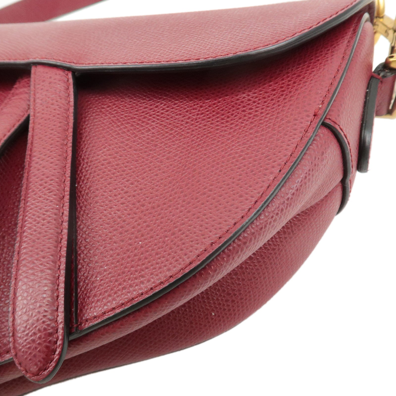 Christian Dior Saddle Bag Leather Hand Bag Shoulder Bag Red