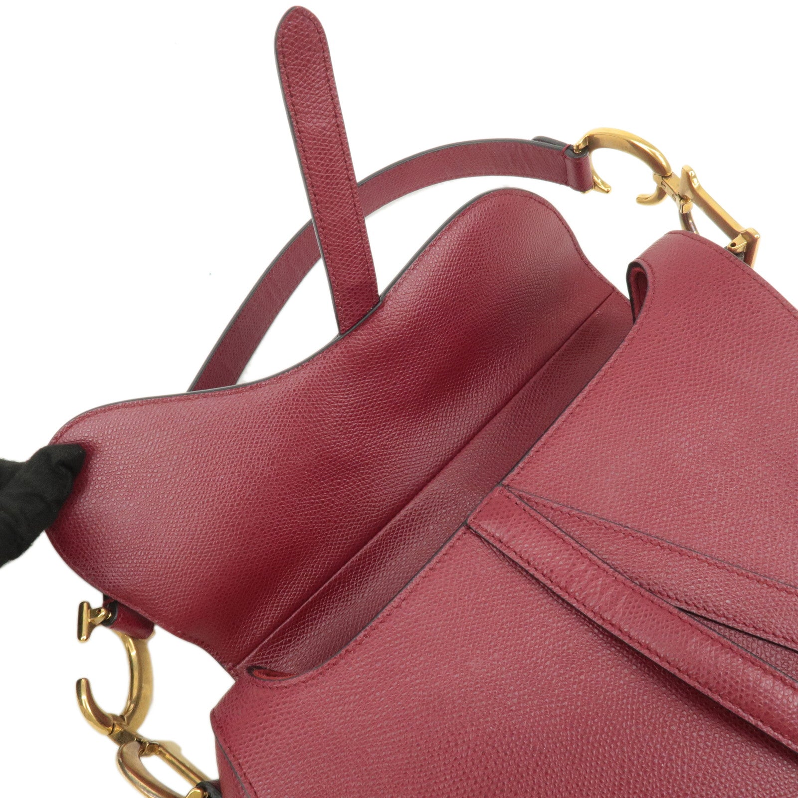 Christian Dior Saddle Bag Leather Hand Bag Shoulder Bag Red