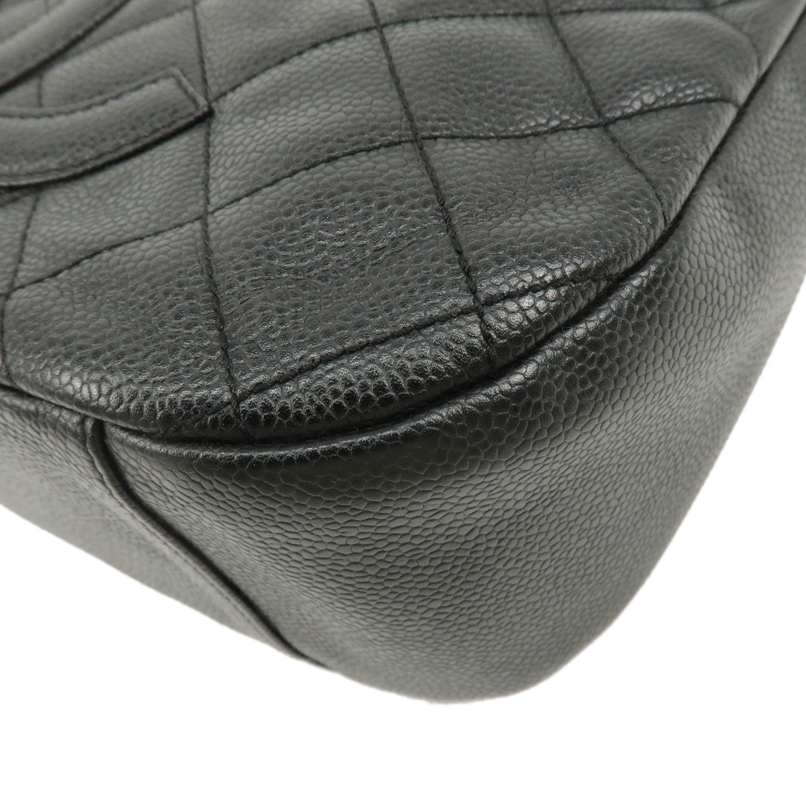 CHANEL Caviar Skin Chain Shoulder Bag Black A20993 Used