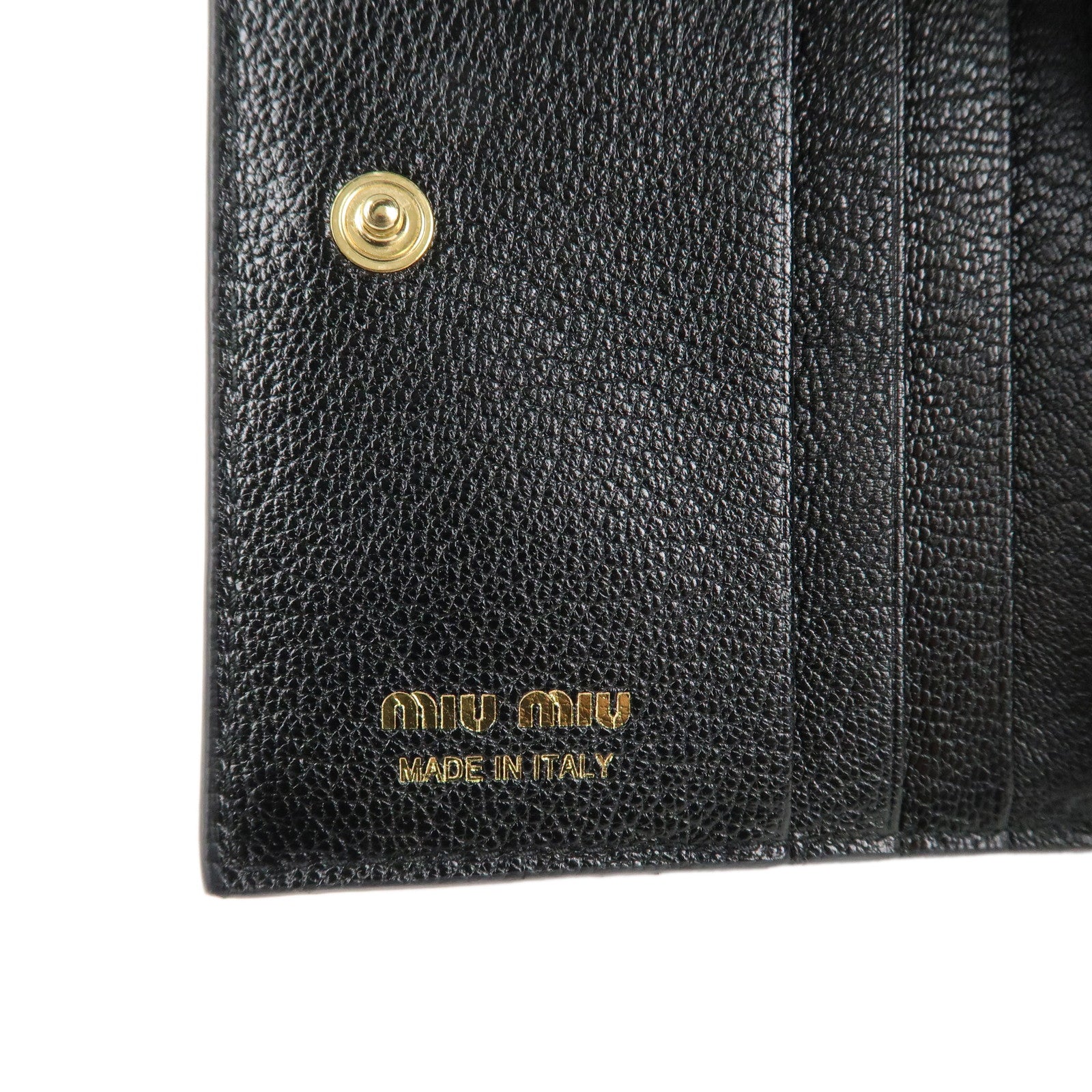 MIU MIU Canvas Leather Bijoux Bi-fold Wallet Brown Black 5MV204 Used