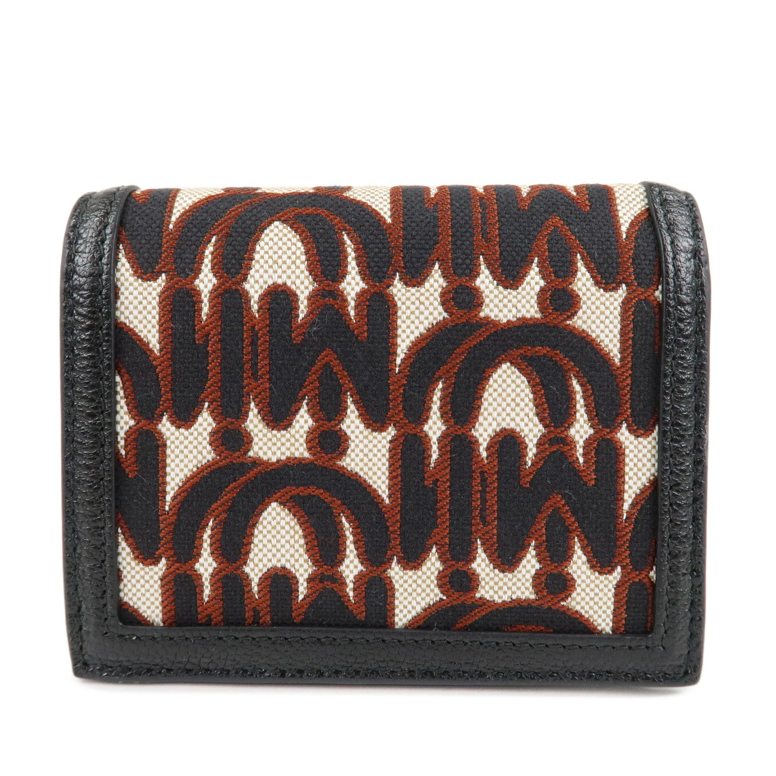 MIU MIU Canvas Leather Bijoux Bi-fold Wallet Brown Black 5MV204 Used