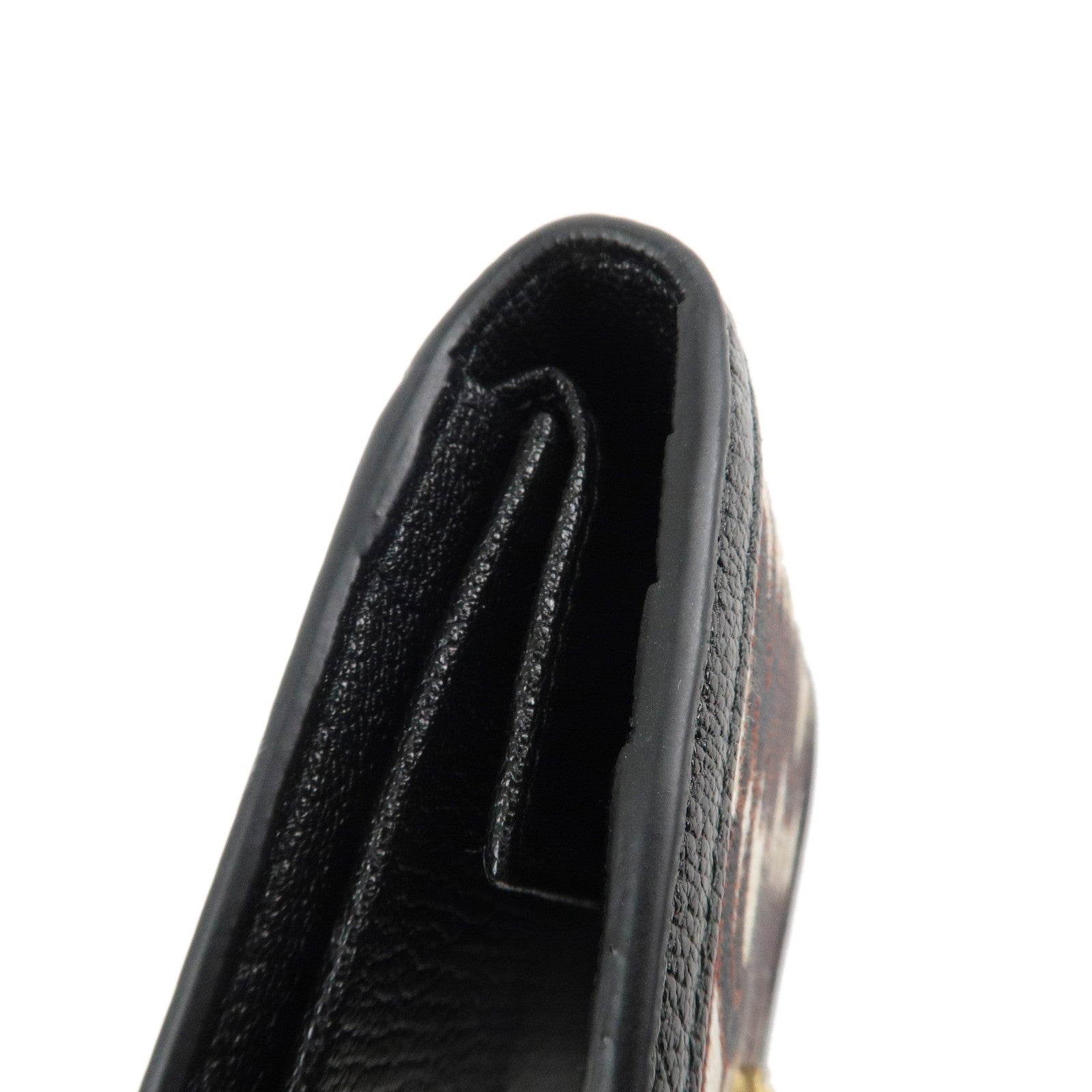 MIU MIU Canvas Leather Bijoux Bi-fold Wallet Brown Black 5MV204 Used