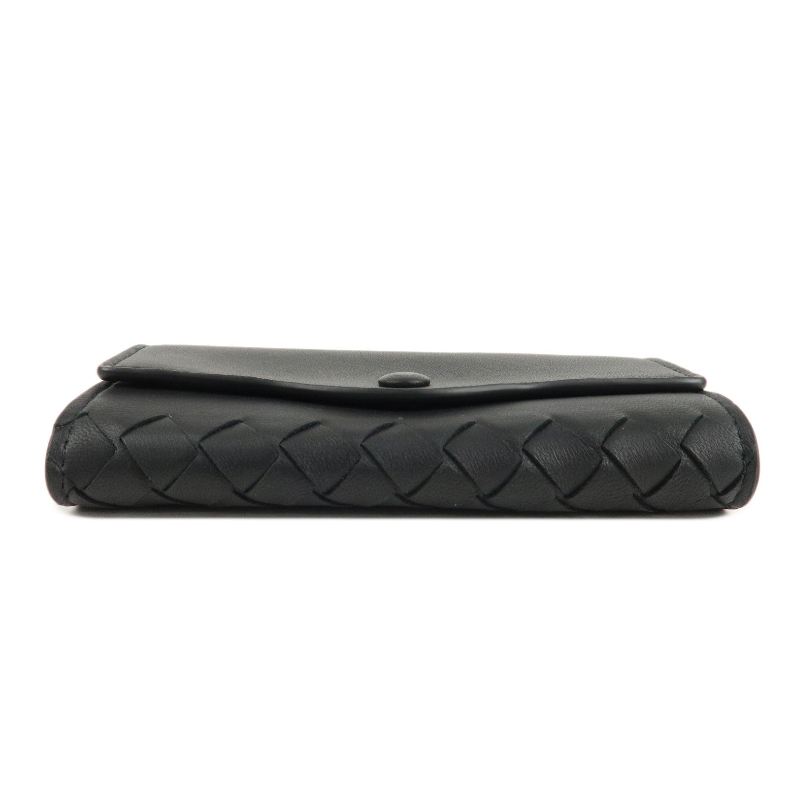 BOTTEGA VENETA Intrecciato Leather 6 Rings Key Case Black Used