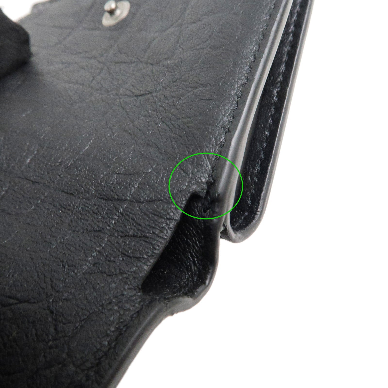 Saint Laurent Paris Leather Compact Wallet Black 529976 Used
