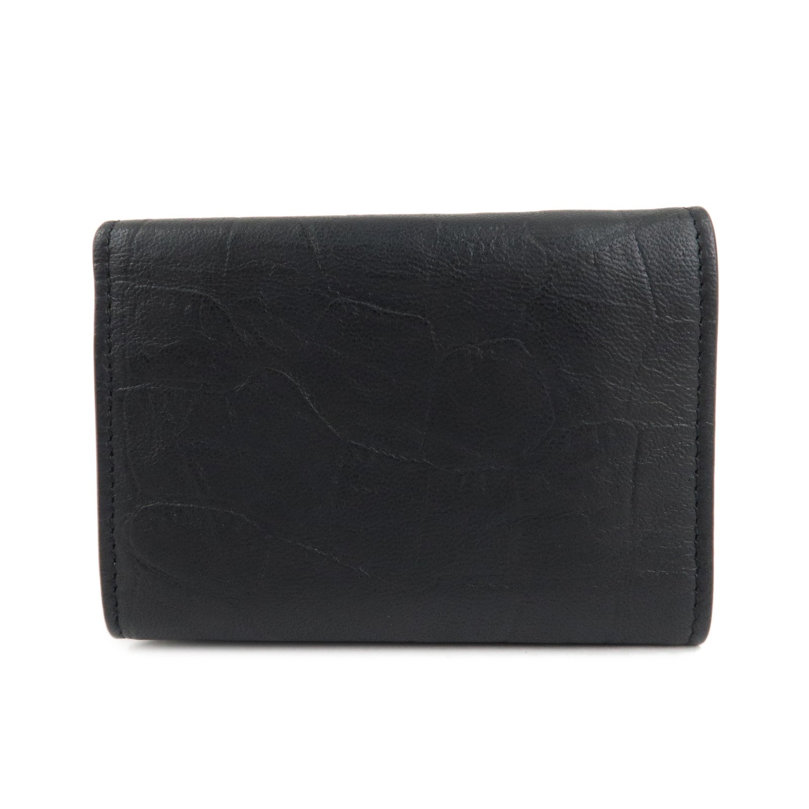 Saint Laurent Paris Leather Compact Wallet Black 529976 Used