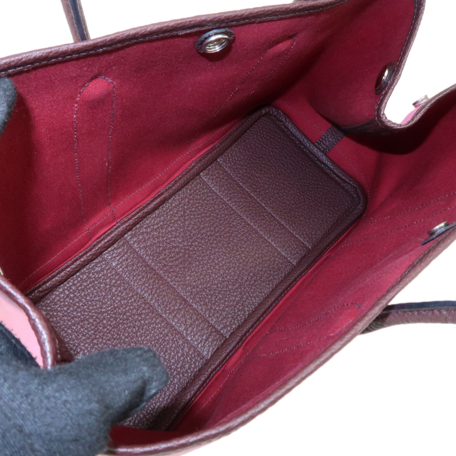 HERMES Toile Officier Negonda Garden Party TPM Z Stamped Tote Bag Used