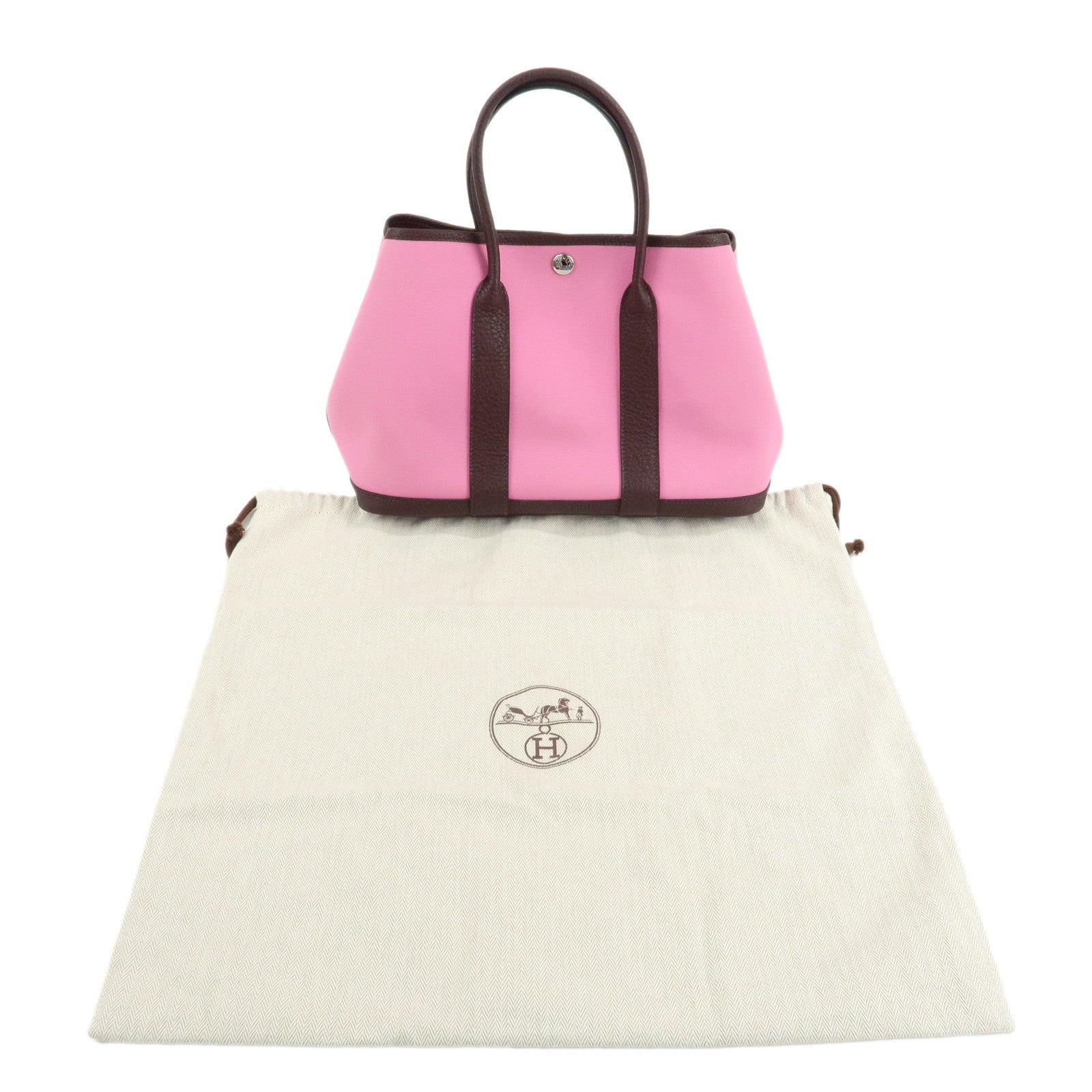 HERMES Toile Officier Negonda Garden Party TPM Z Stamped Tote Bag Used