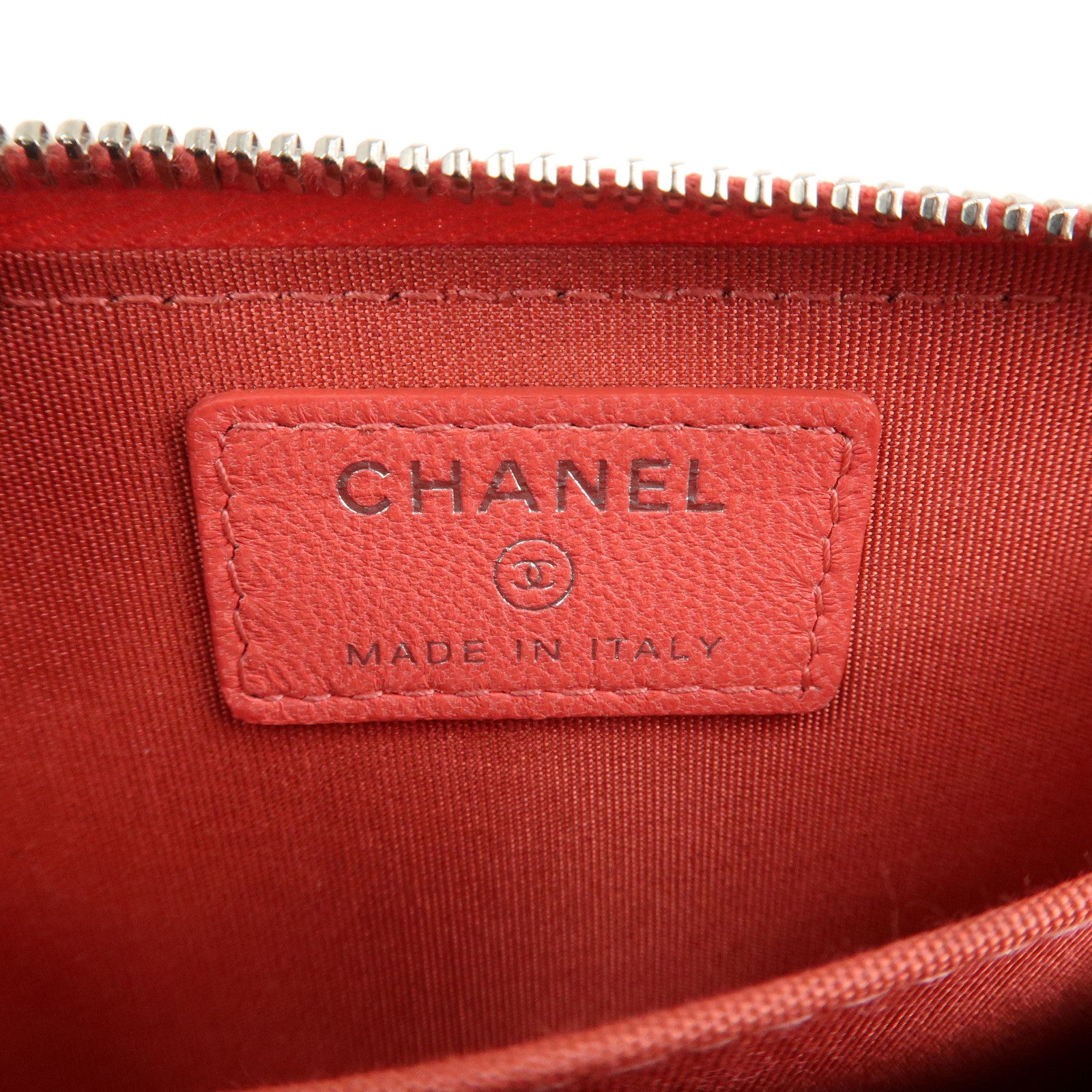 CHANEL COCO Mark Matelasse Leather Coin Case Navy Pink Used