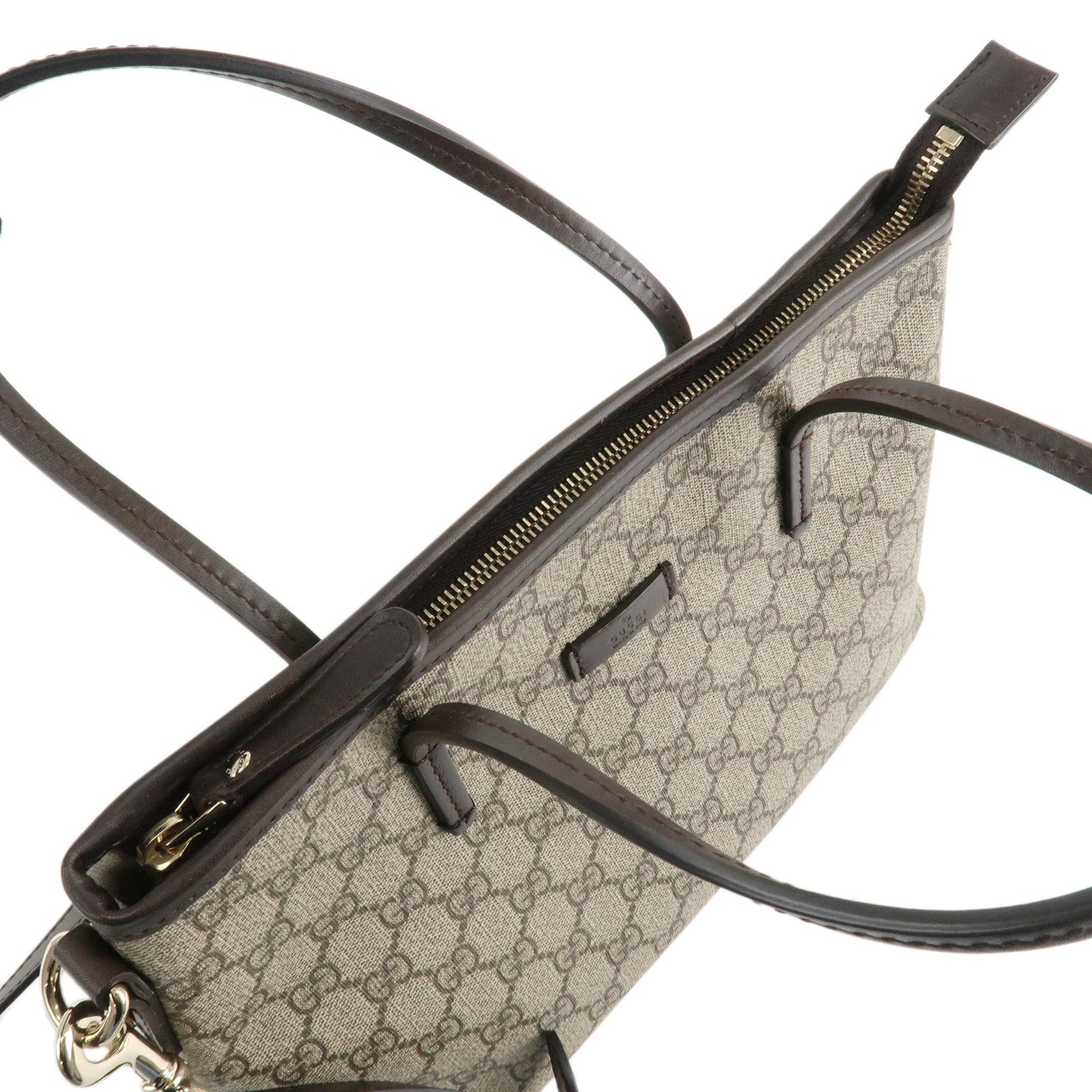 GUCCI GG Supreme Leather 2Way Bag Beige Dark Brown 353440 Used