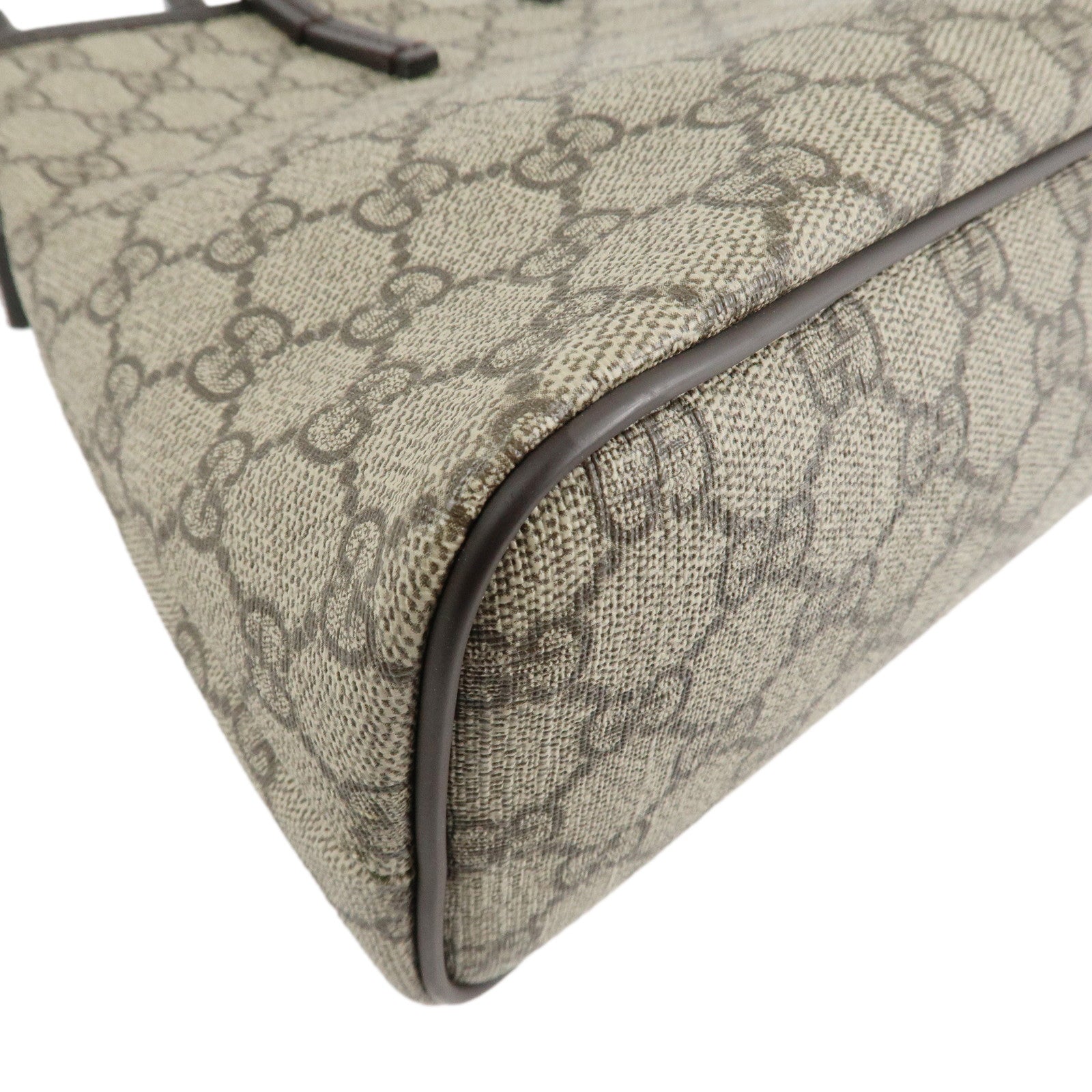 GUCCI GG Supreme Leather 2Way Bag Beige Dark Brown 353440 Used