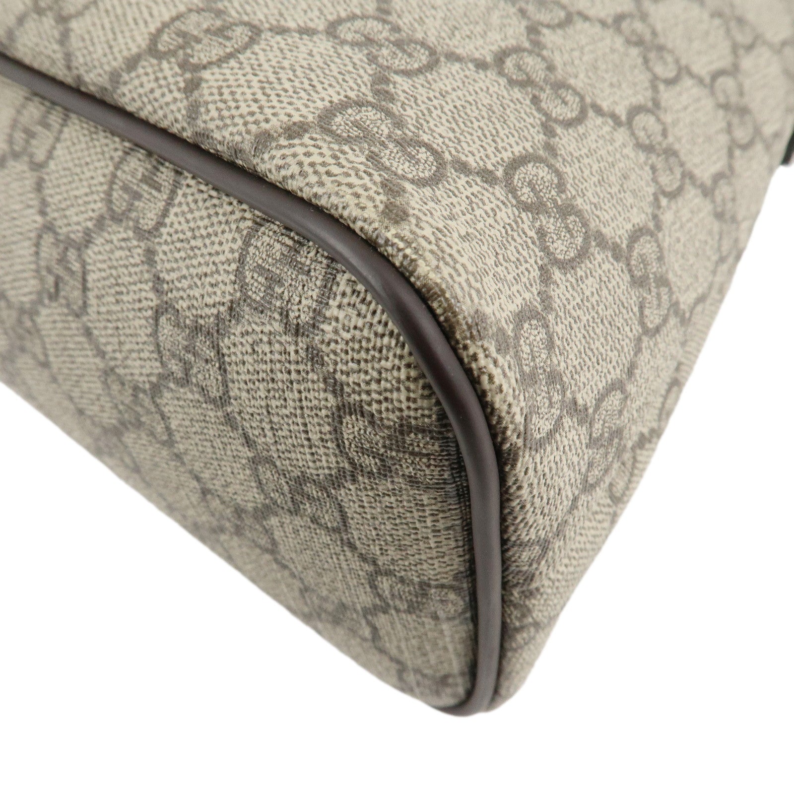 GUCCI GG Supreme Leather 2Way Bag Beige Dark Brown 353440 Used