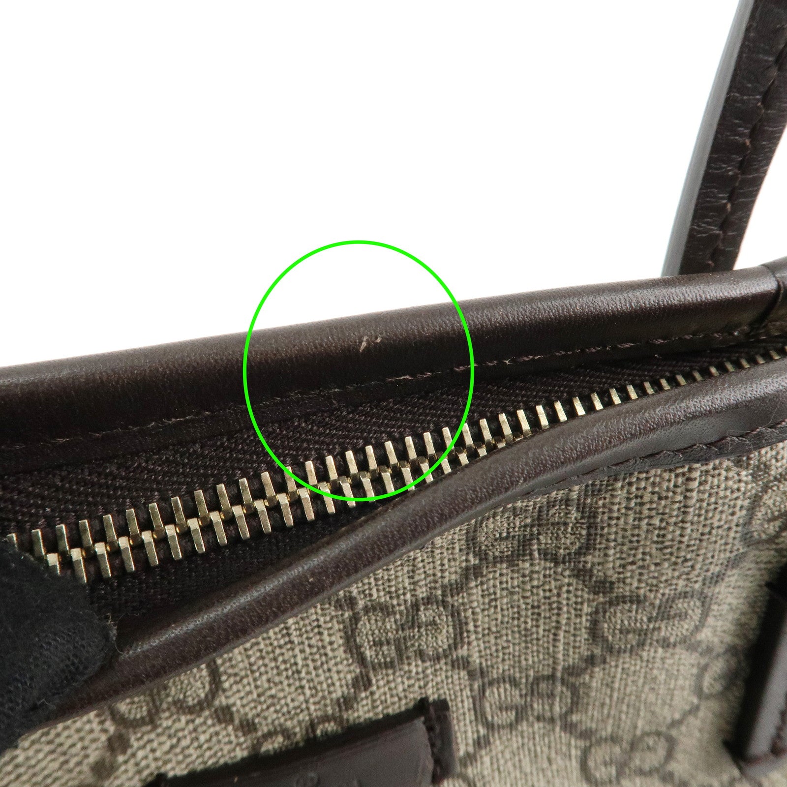 GUCCI GG Supreme Leather 2Way Bag Beige Dark Brown 353440 Used