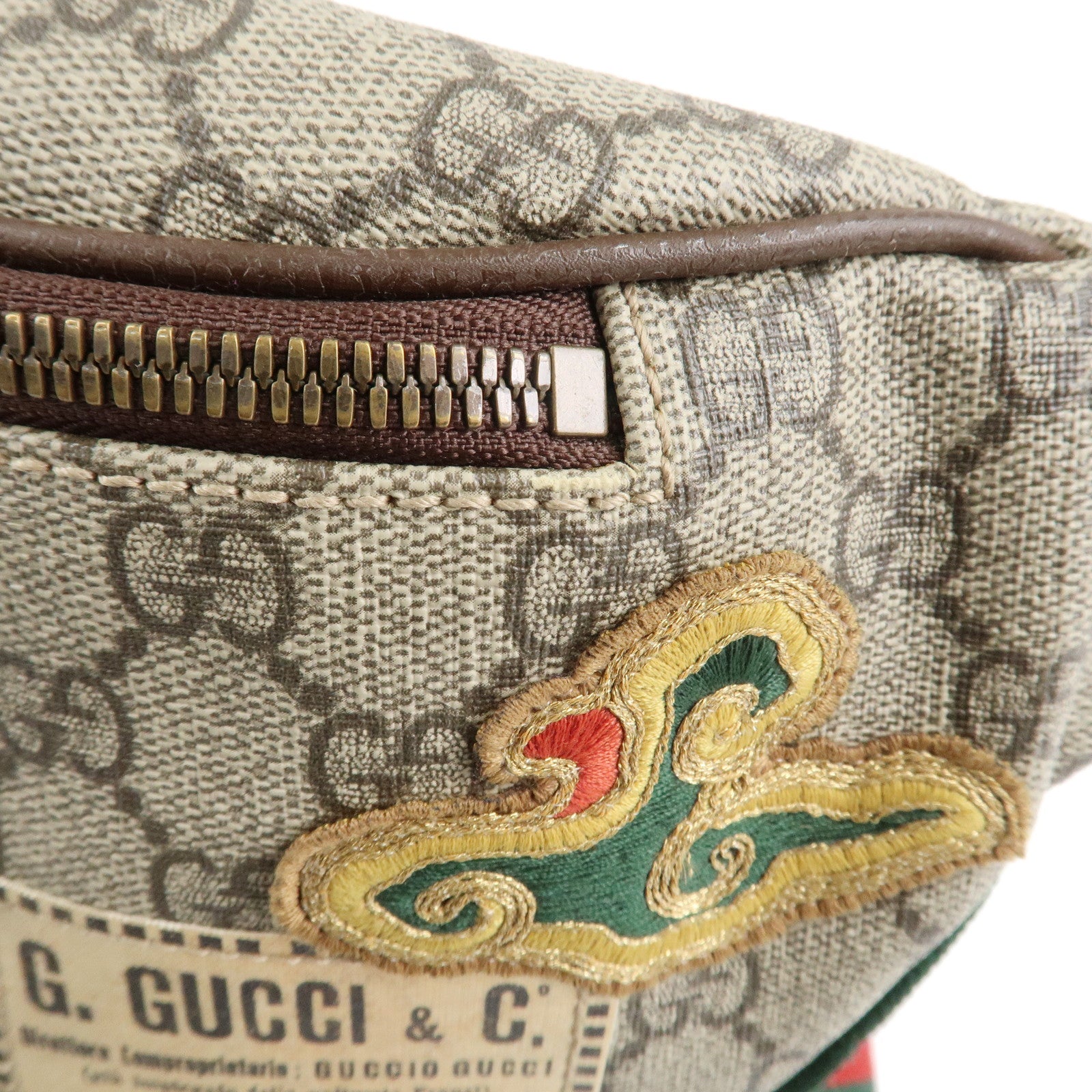 GUCCI Courrier GG Supreme Leather Waist Bag Beige Brown 529711 Used
