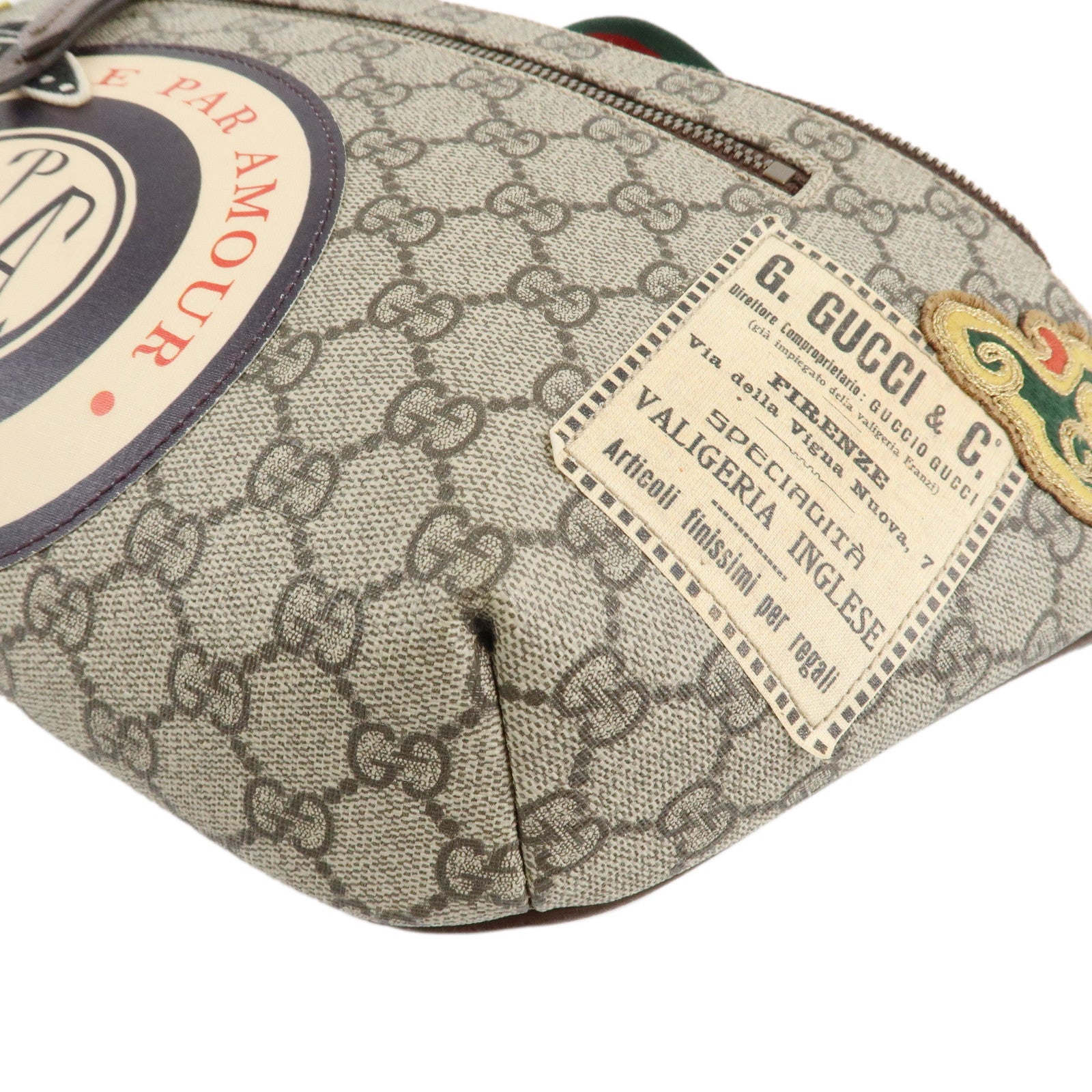 GUCCI Courrier GG Supreme Leather Waist Bag Beige Brown 529711 Used